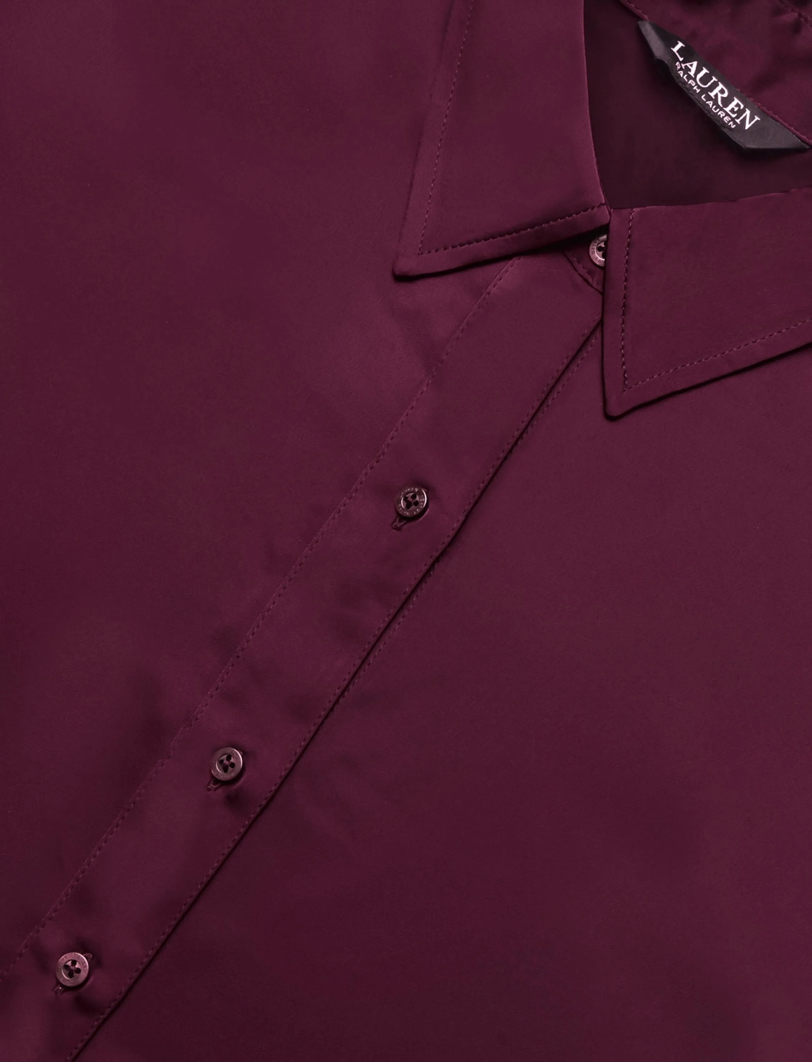 Lauren Ralph Lauren - Relaxed Fit Satin Charmeuse Shirt - pikkade varrukatega särgid - dark garnet - 5