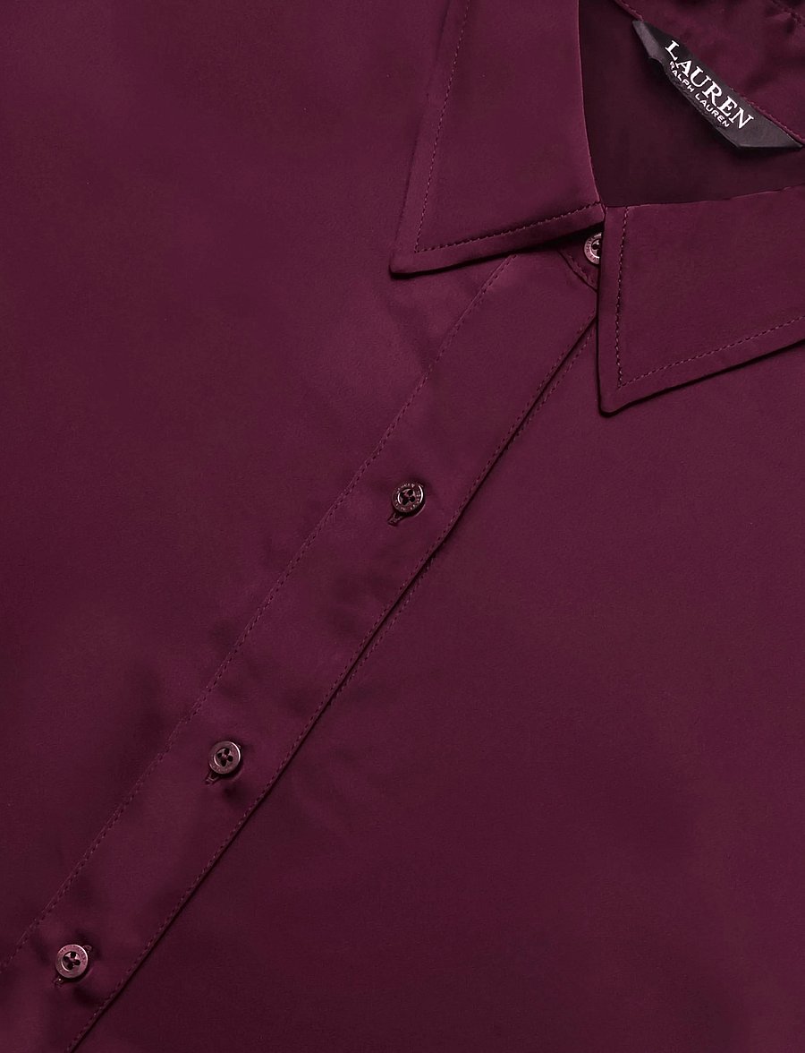 Lauren Ralph Lauren - Relaxed Fit Satin Charmeuse Shirt - pikkade varrukatega särgid - dark garnet - 5