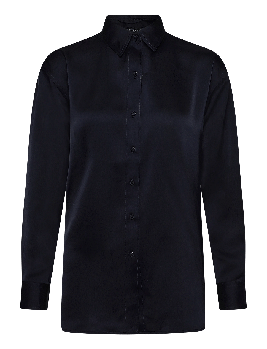 Lauren Ralph Lauren - Relaxed Fit Satin Charmeuse Shirt - langärmlige hemden - lauren navy - 0