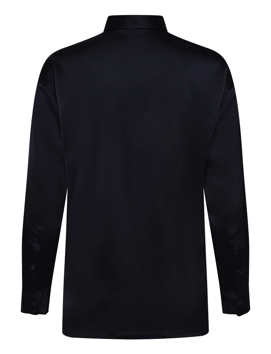Lauren Ralph Lauren - Relaxed Fit Satin Charmeuse Shirt - langärmlige hemden - lauren navy - 1