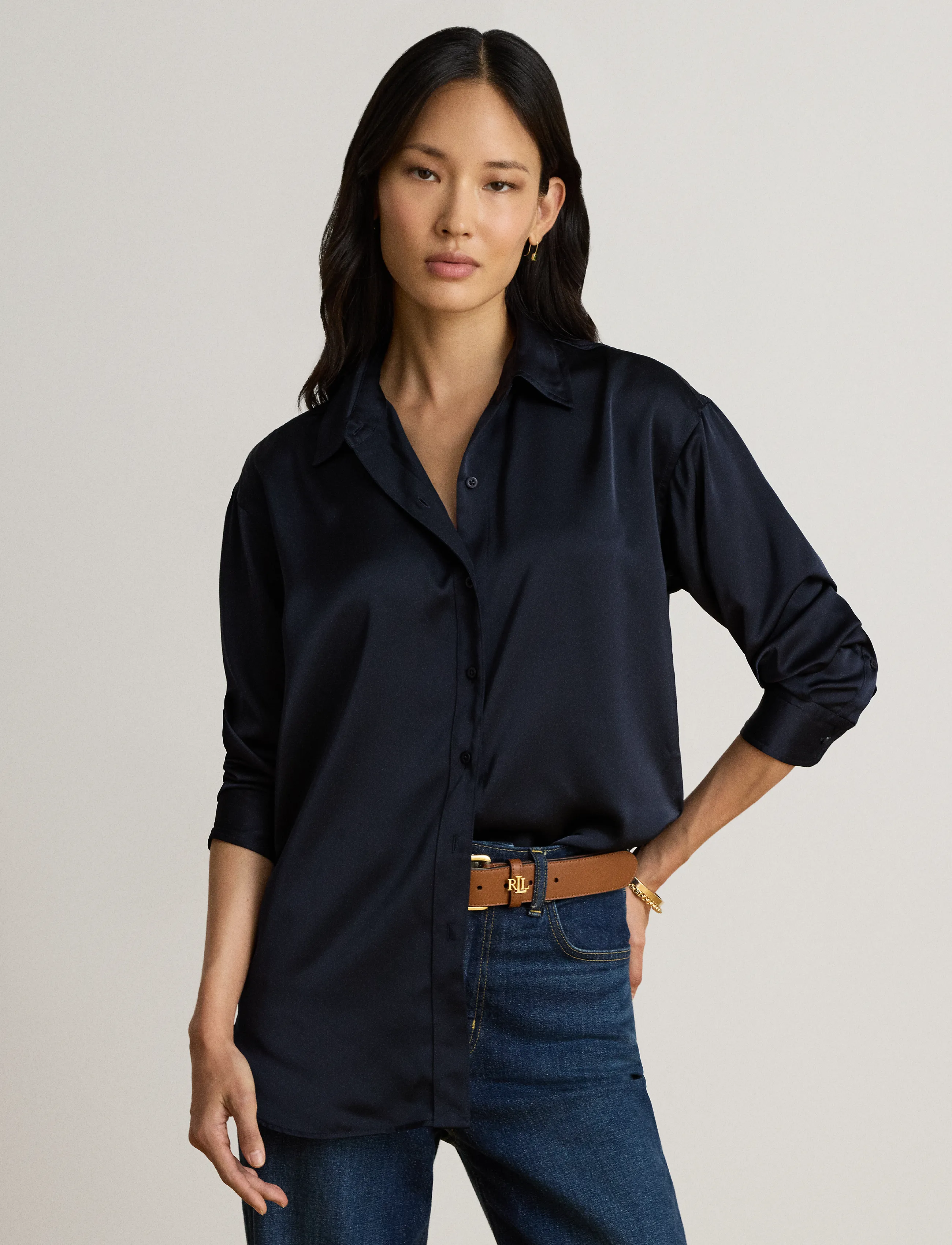 Lauren Ralph Lauren Relaxed Fit Satin Charmeuse Shirt skjortor dam – bild 5