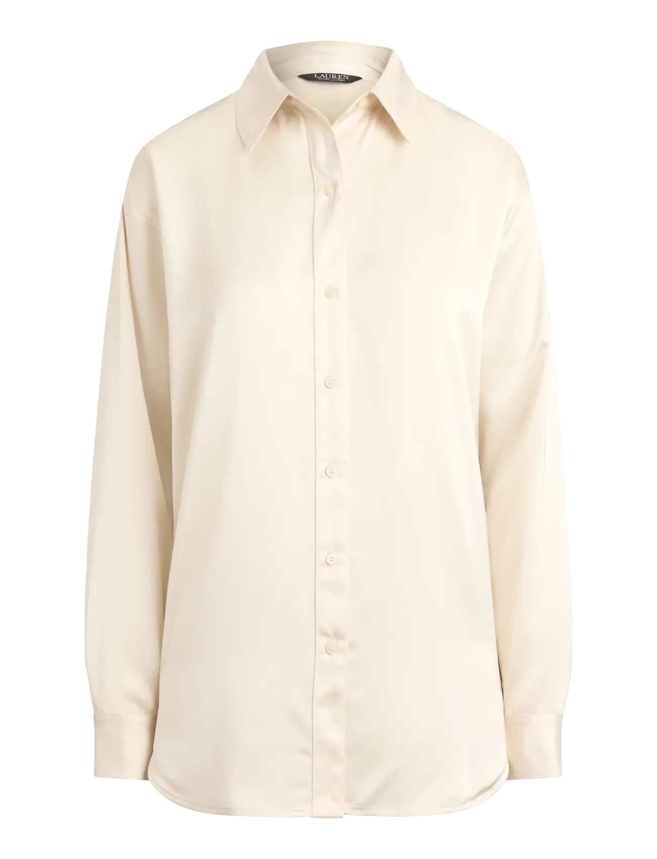 Lauren Ralph Lauren - Relaxed Fit Satin Charmeuse Shirt - långärmade skjortor - mascarpone cream - 1