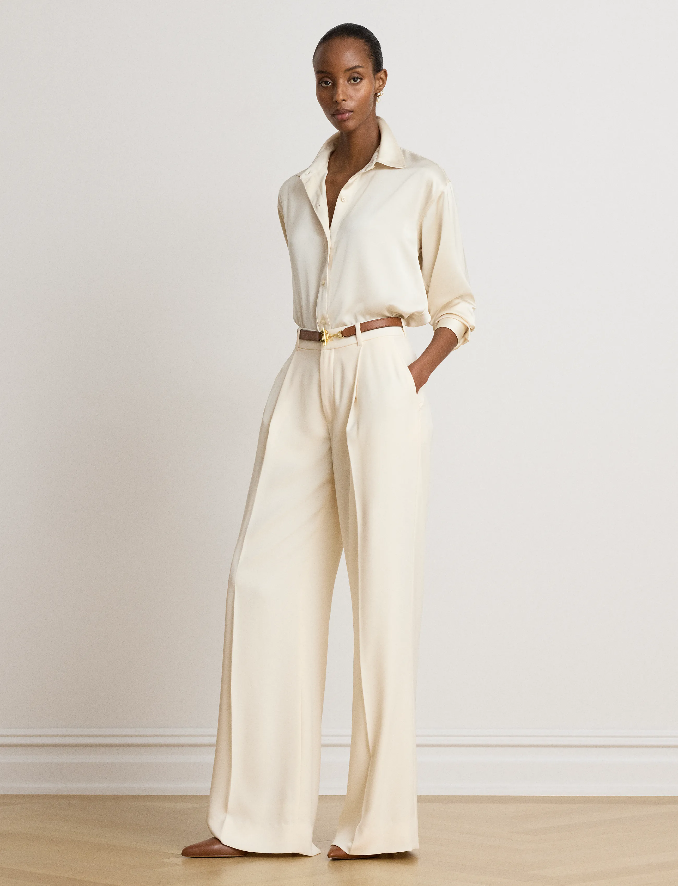 Lauren Ralph Lauren Relaxed Fit Satin Charmeuse Shirt - Blusar & Skjortor - MASCARPONE CREAM / cream