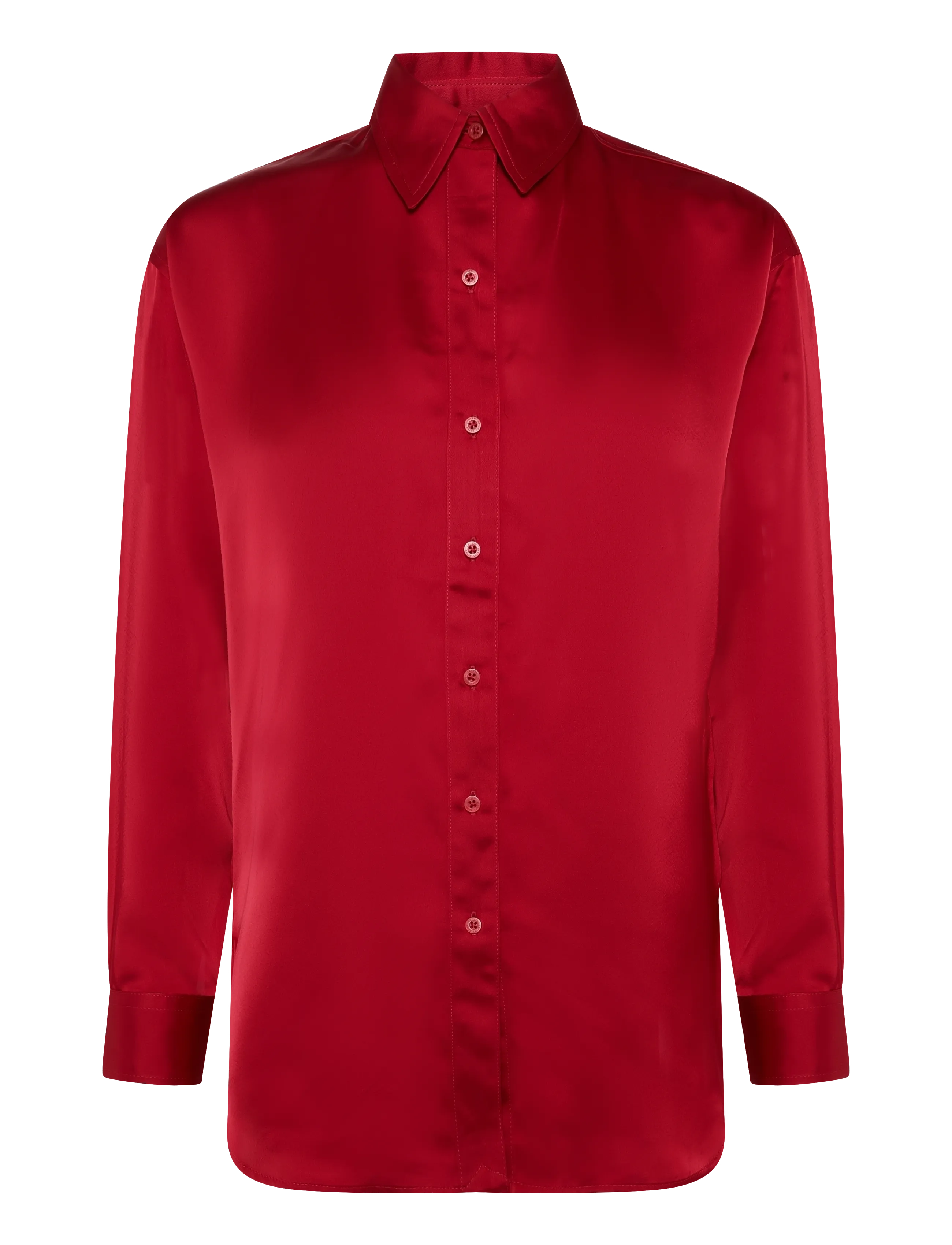 Lauren Ralph Lauren Relaxed Fit Satin Charmeuse Shirt - Lauren Ralph Lauren - RALPH RED / red