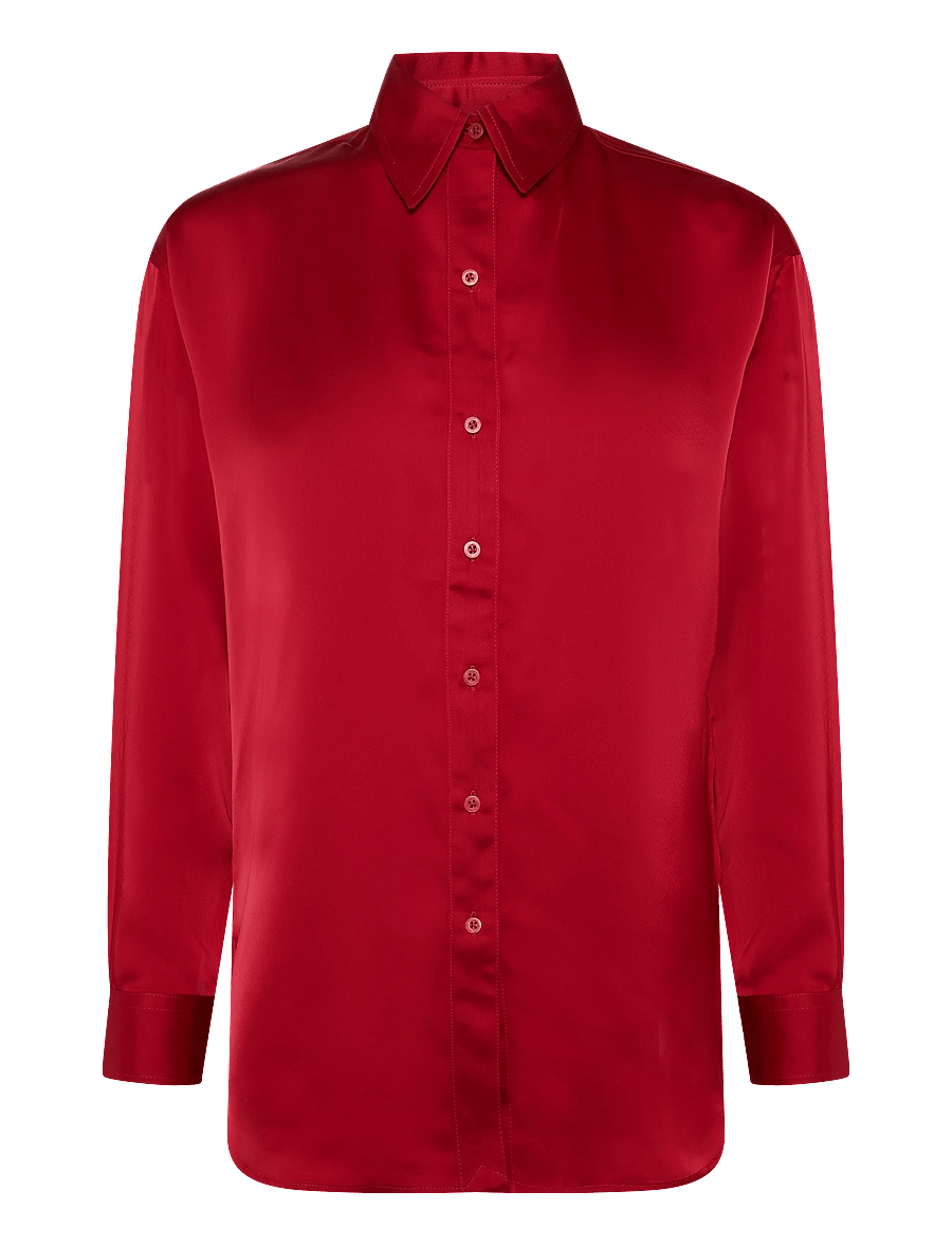 Lauren Ralph Lauren - Relaxed Fit Satin Charmeuse Shirt - long-sleeved shirts - ralph red - 1