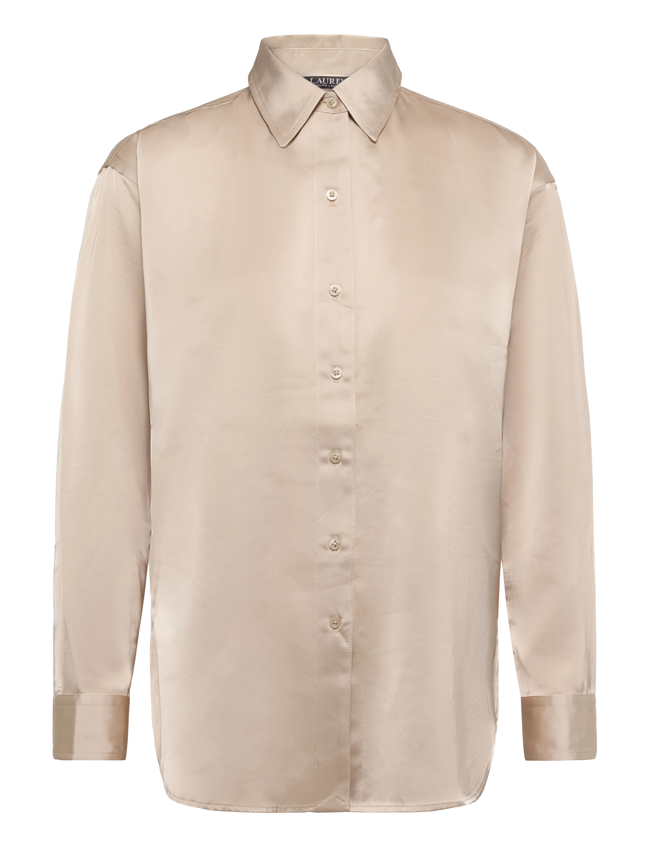 Lauren Ralph Lauren - Relaxed Fit Satin Charmeuse Shirt - långärmade skjortor - ranch cream - 1