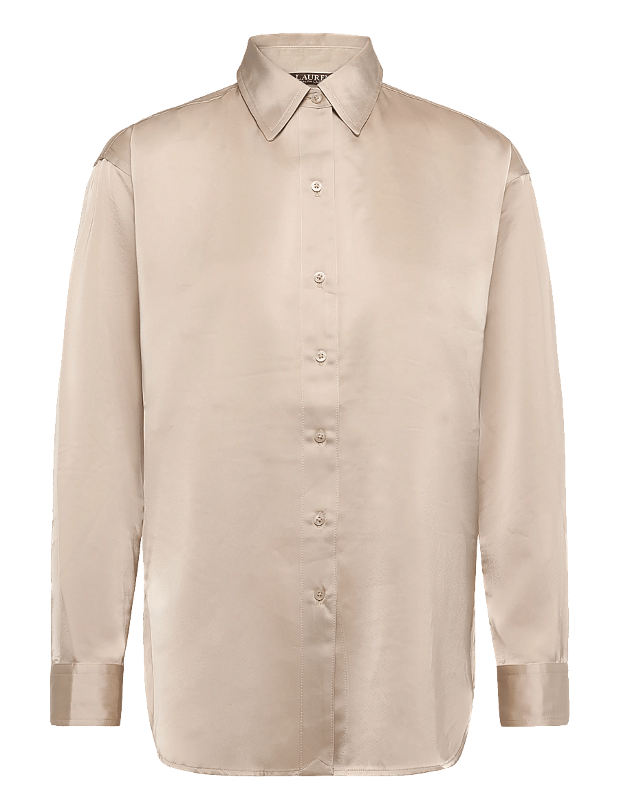 Lauren Ralph Lauren - Relaxed Fit Satin Charmeuse Shirt - långärmade skjortor - ranch cream - 1