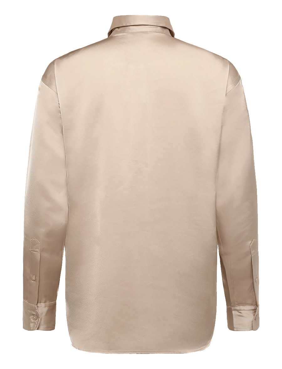 Lauren Ralph Lauren - Relaxed Fit Satin Charmeuse Shirt - långärmade skjortor - ranch cream - 2