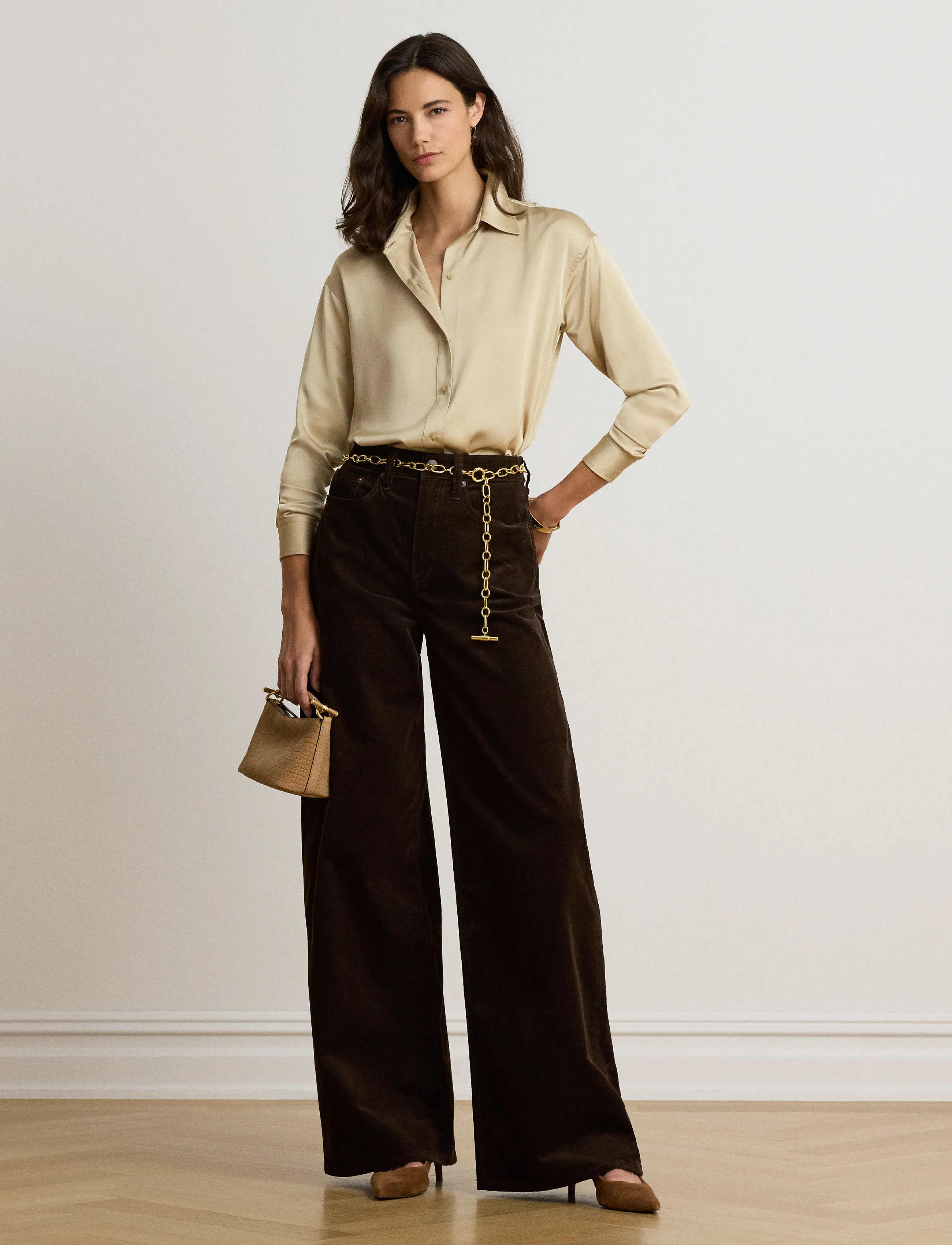 Lauren Ralph Lauren - Relaxed Fit Satin Charmeuse Shirt - långärmade skjortor - ranch cream - 4