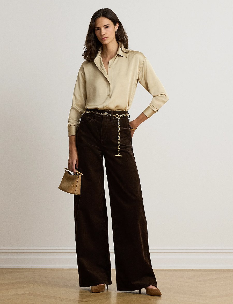 Lauren Ralph Lauren - Relaxed Fit Satin Charmeuse Shirt - långärmade skjortor - ranch cream - 4