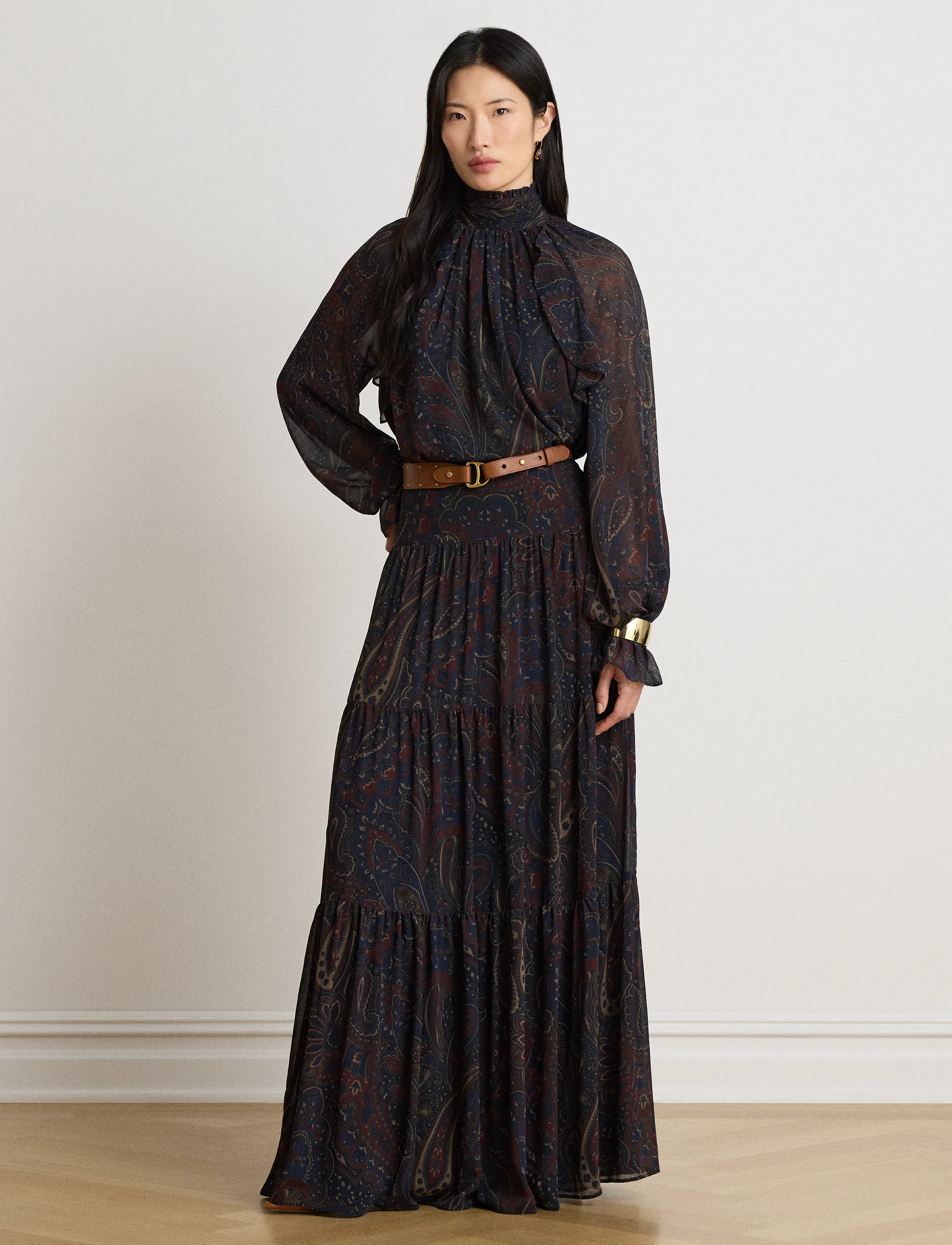 Paisley Georgette Tiered Maxiskirt