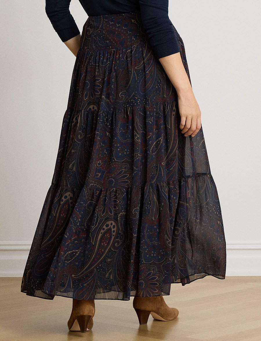Lauren Ralph Lauren - Paisley Georgette Tiered Maxiskirt - maxi nederdele - navy multi - 5