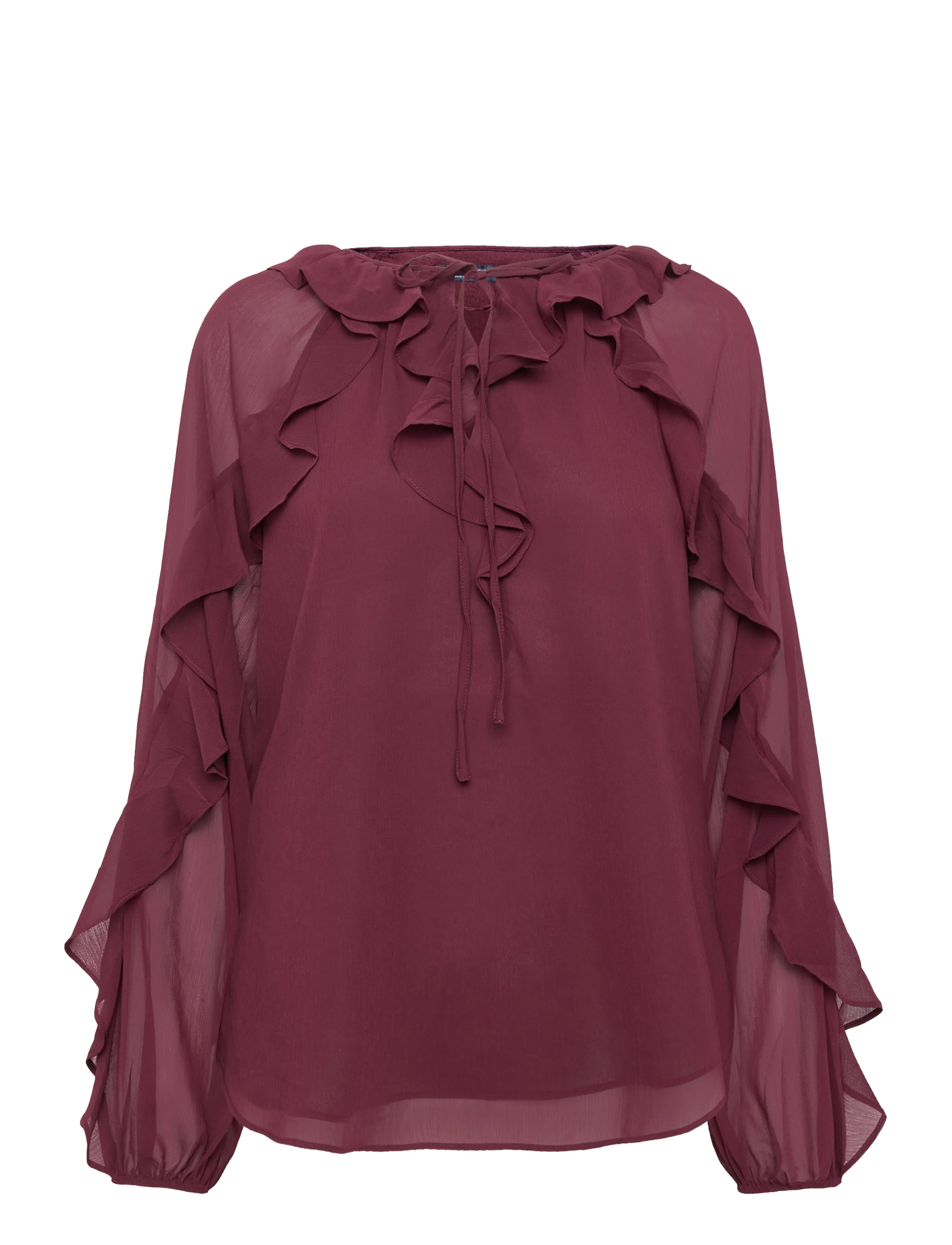 Lauren Ralph Lauren POLY CRINKLE GGT 58-WVN-SHIRT - Transitional Layering - DARK GARNET / burgundy