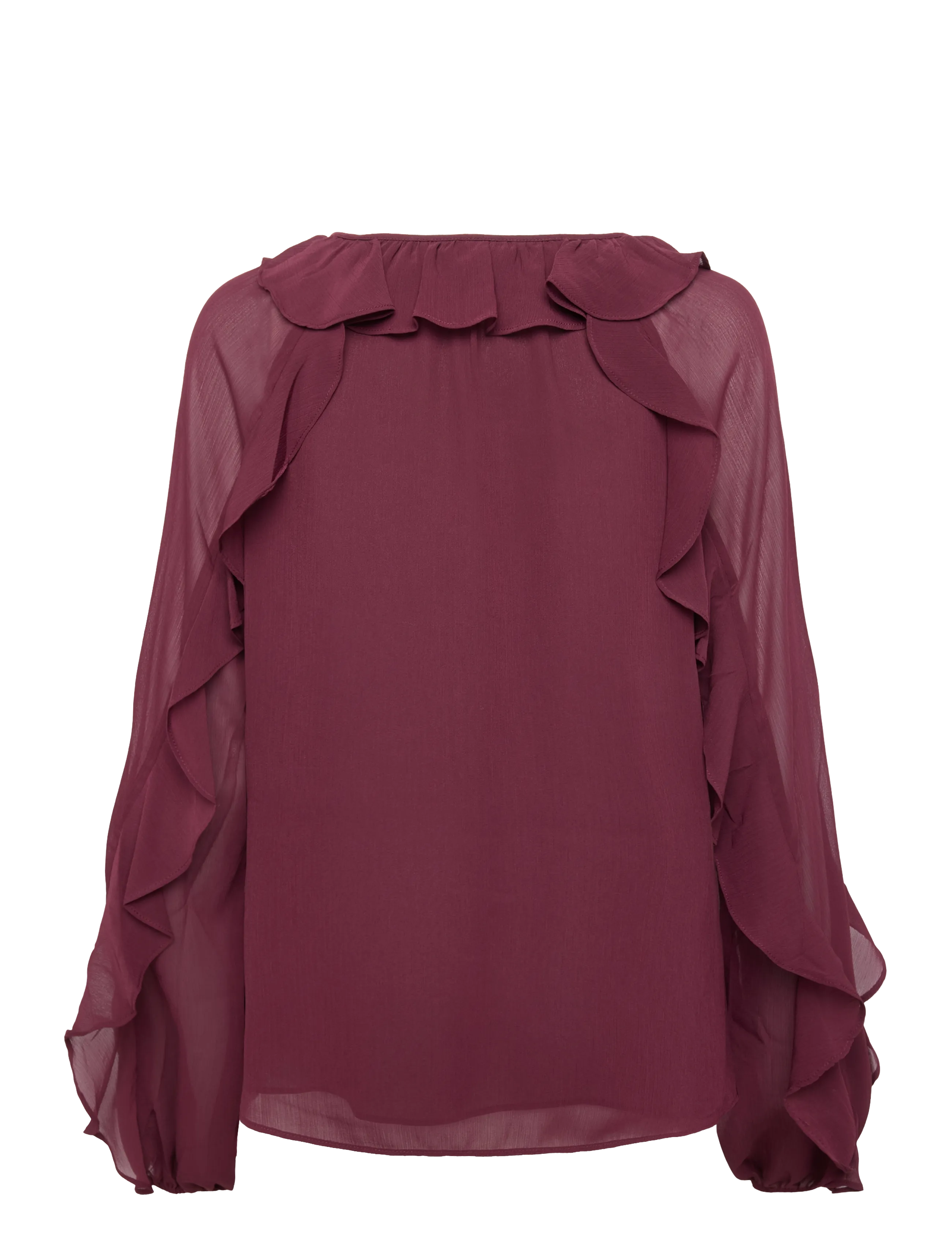Lauren Ralph Lauren - POLY CRINKLE GGT 58-WVN-SHIRT - långärmade blusar - dark garnet - 2