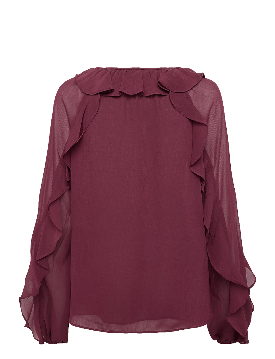 Lauren Ralph Lauren - POLY CRINKLE GGT 58-WVN-SHIRT - långärmade blusar - dark garnet - 2