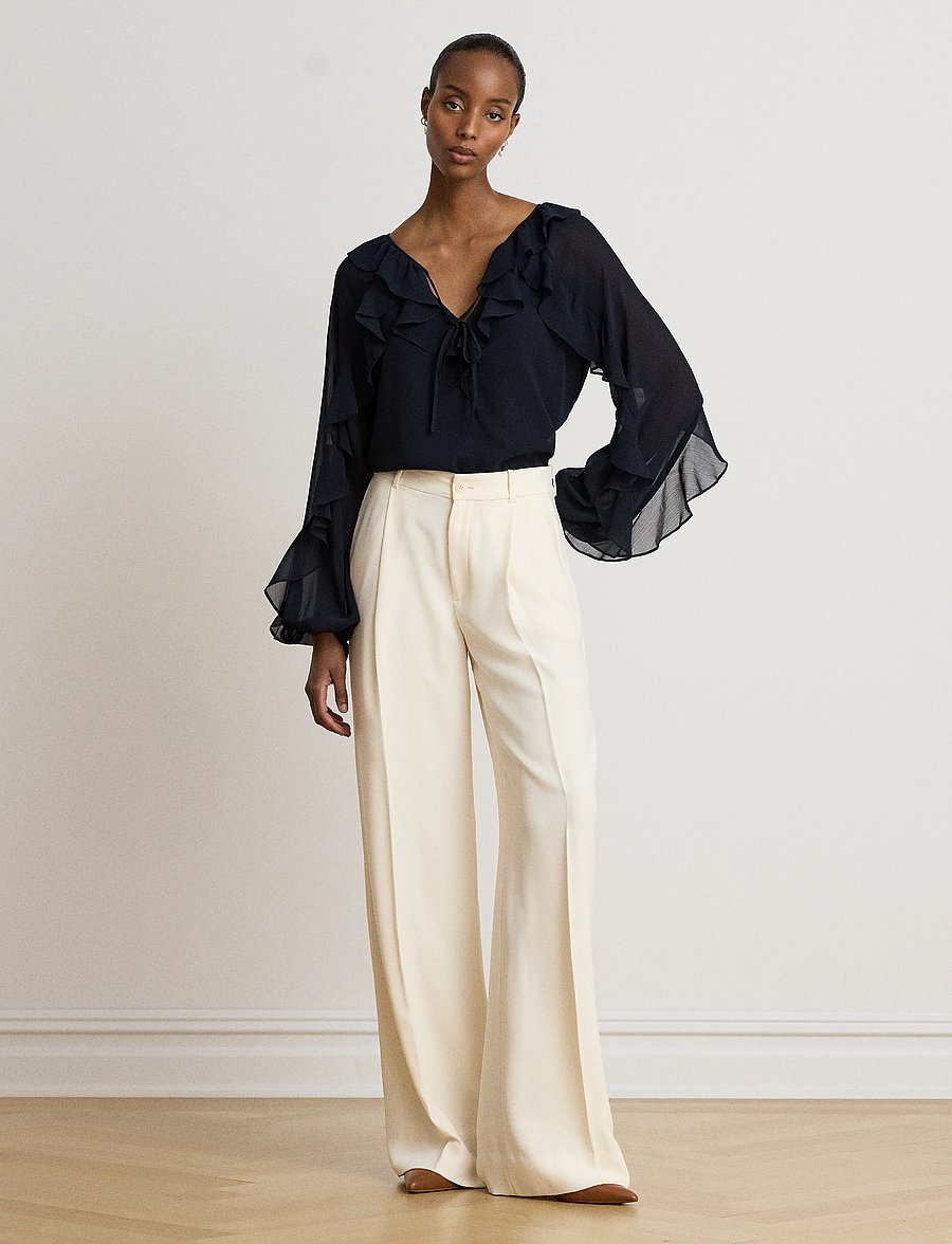 Lauren Ralph Lauren - POLY CRINKLE GGT 58-WVN-SHIRT - langärmelige blusen - lauren navy - 4