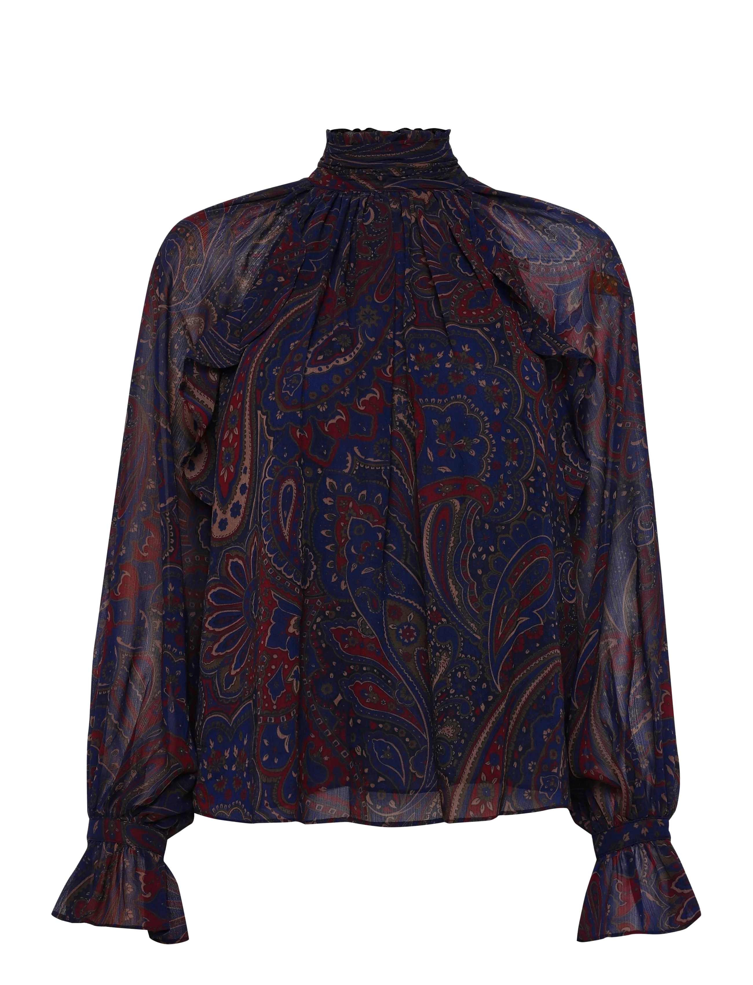 Lauren Ralph Lauren Paisley Georgette Mockneck Blouse - Neuheiten - NAVY MULTI / navy