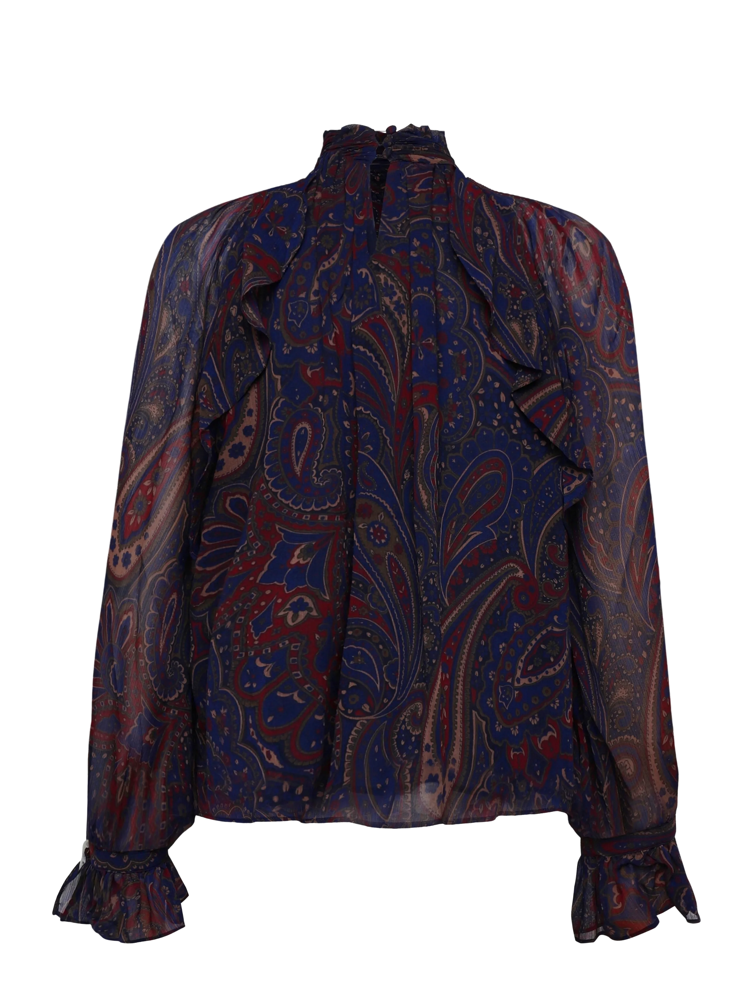 Lauren Ralph Lauren - Paisley Georgette Mockneck Blouse - pikkade varrukatega pluusid - navy multi - 2
