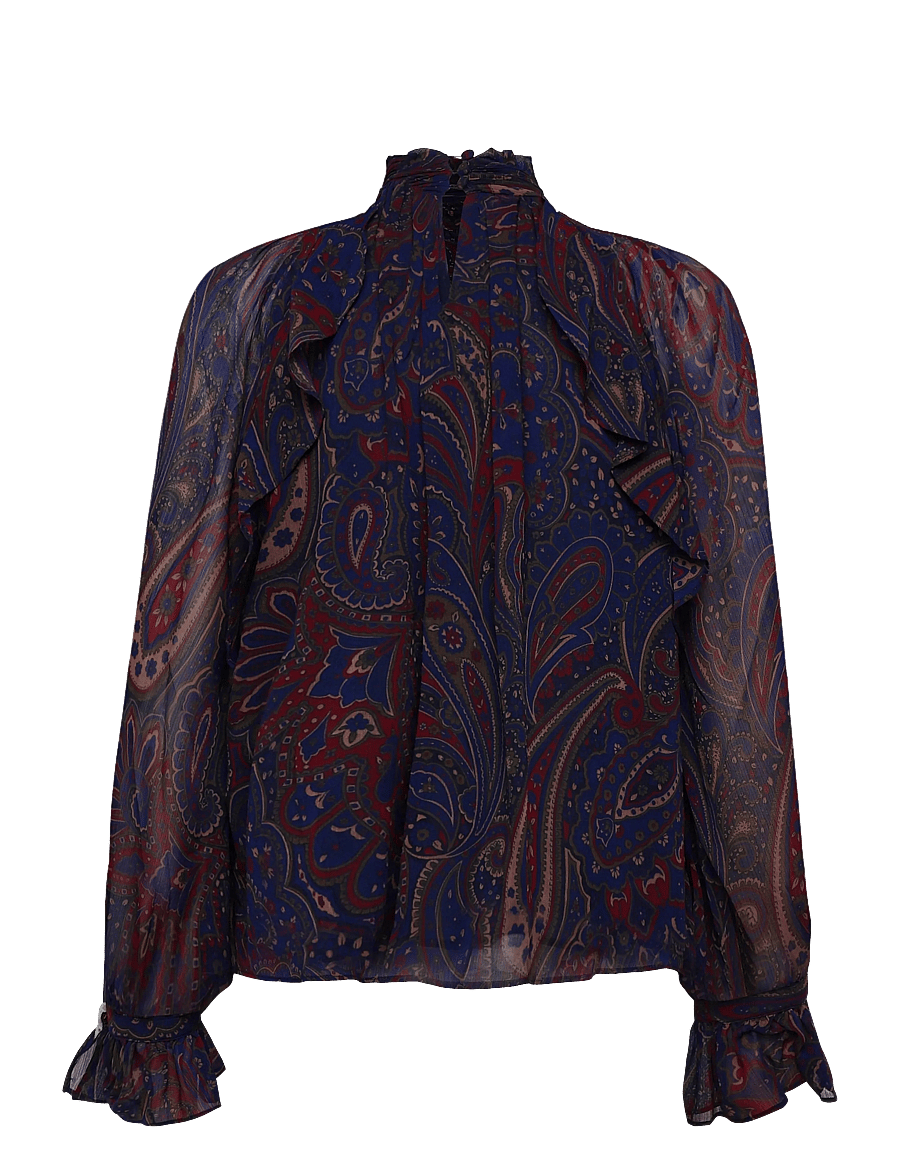 Lauren Ralph Lauren - Paisley Georgette Mockneck Blouse - pikkade varrukatega pluusid - navy multi - 2