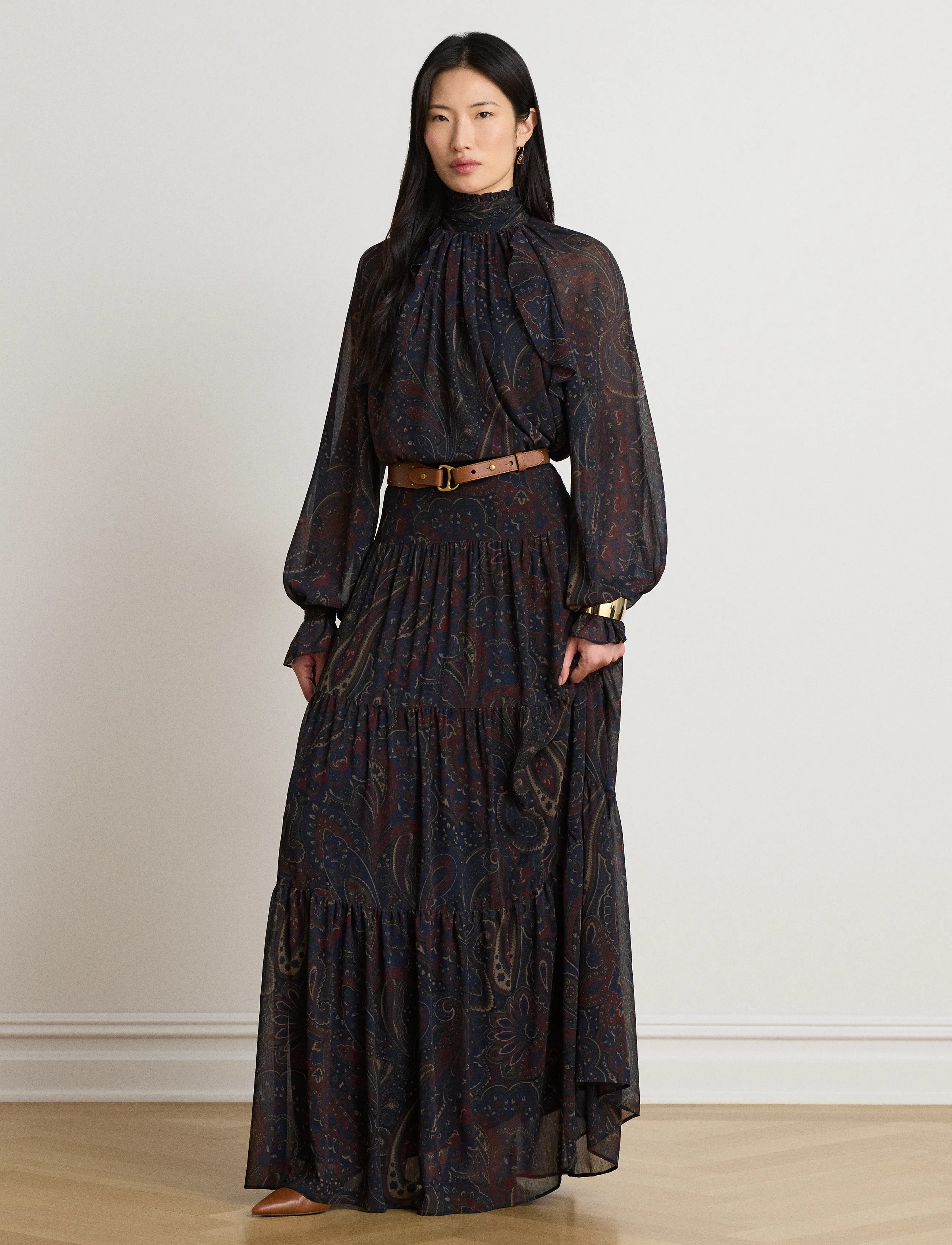 Lauren Ralph Lauren - Paisley Georgette Mockneck Blouse - langærmede bluser - navy multi - 3