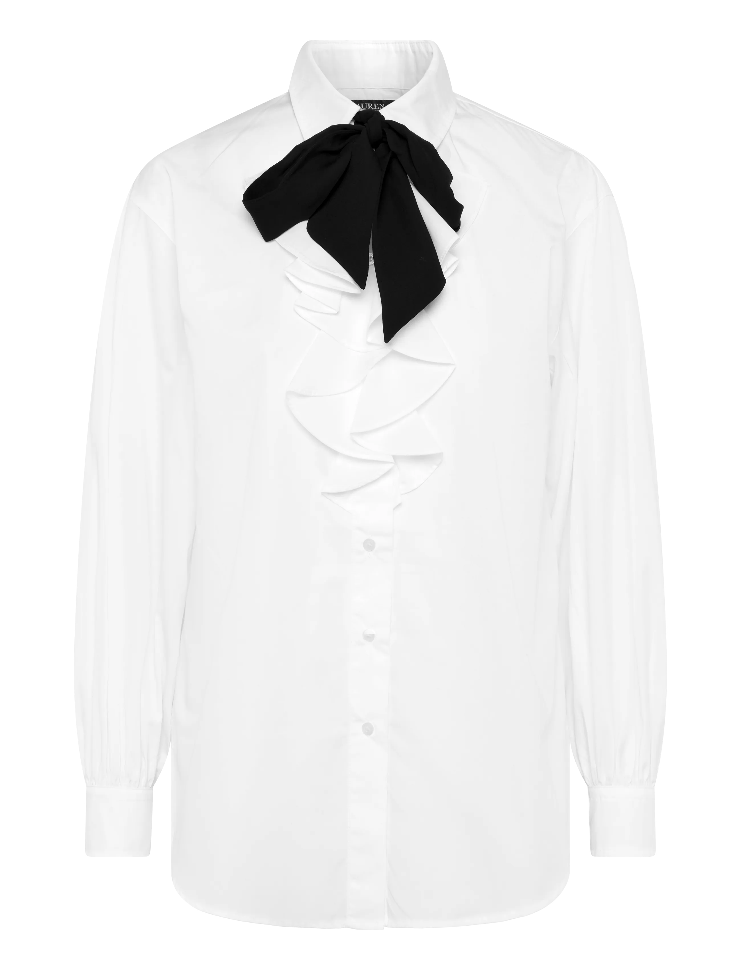Lauren Ralph Lauren Ruffle-Trim Broadcloth Tie-Neck Shirt - Kleidung - WHITE / white