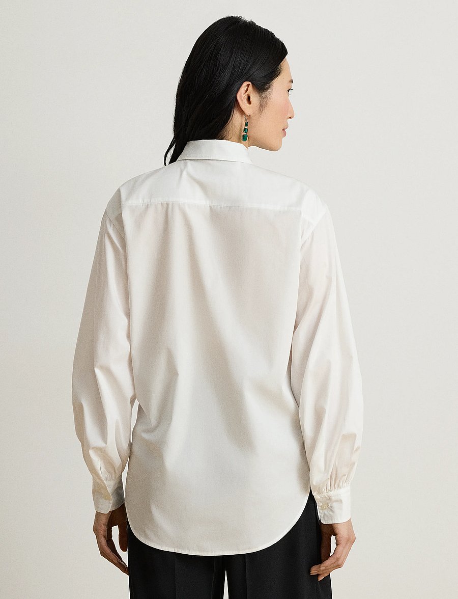 Lauren Ralph Lauren - Ruffle-Trim Broadcloth Tie-Neck Shirt - langærmede skjorter - white - 4