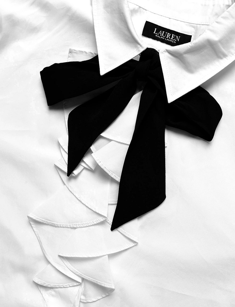 Lauren Ralph Lauren - Ruffle-Trim Broadcloth Tie-Neck Shirt - langärmlige hemden - white - 2