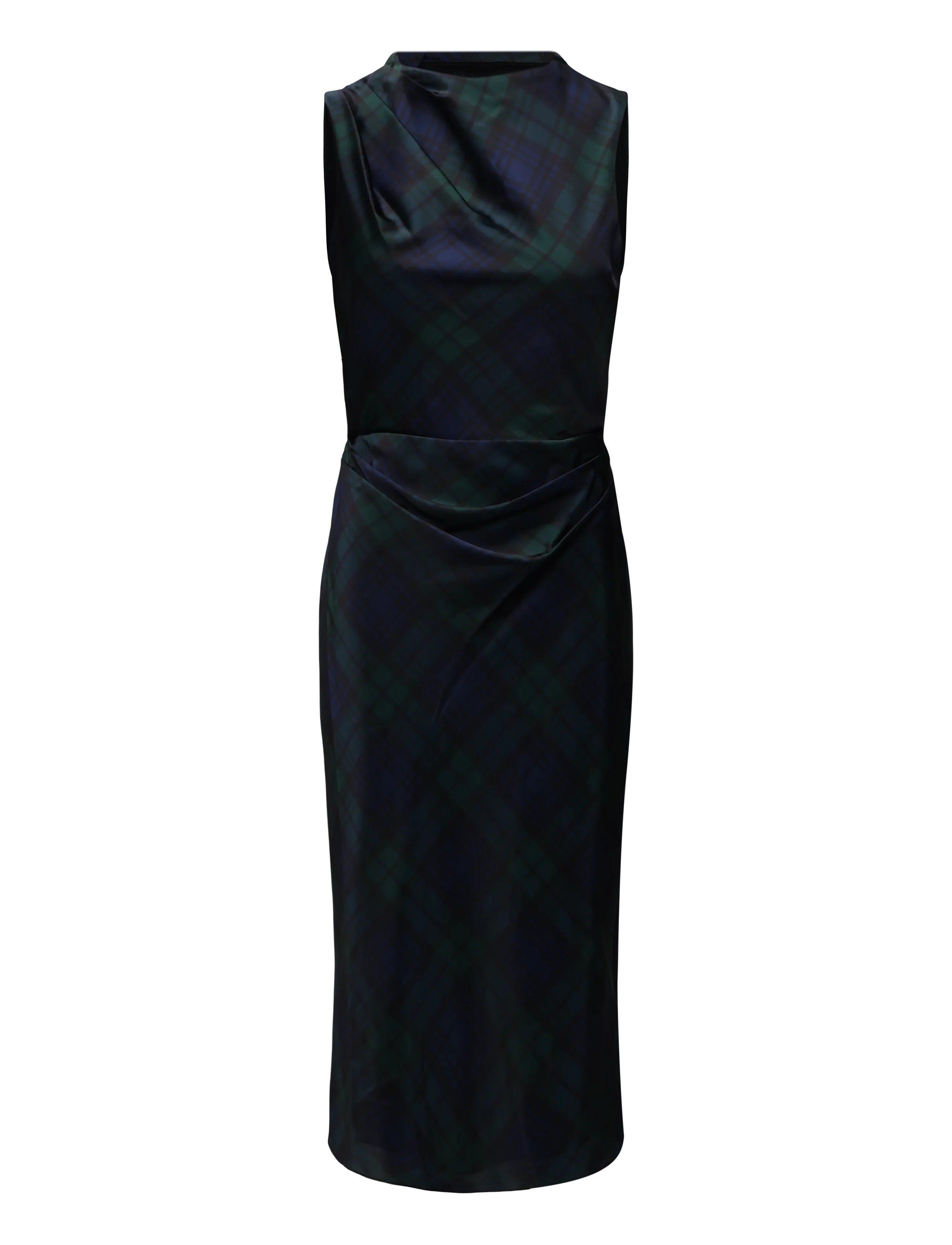 Lauren Ralph Lauren - Black Watch Satin Charmeuse Dress - cocktail dresses - navy/green/black - 2
