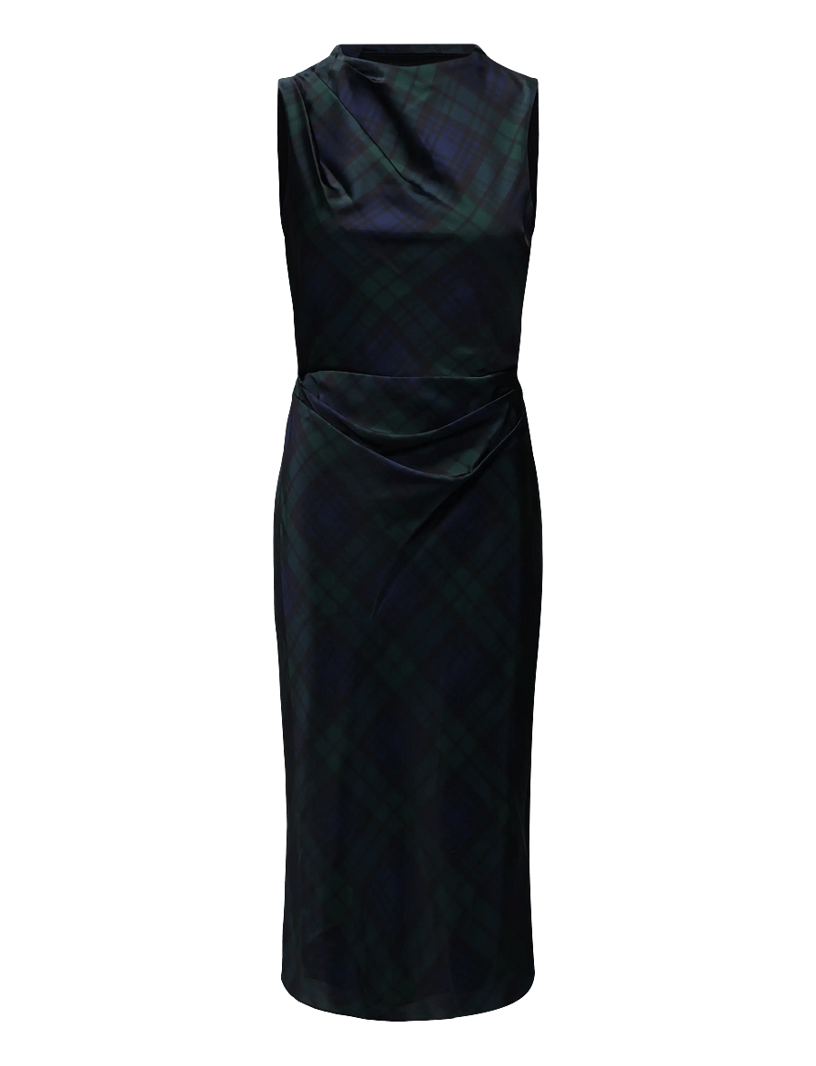 Lauren Ralph Lauren - Black Watch Satin Charmeuse Dress - cocktail dresses - navy/green/black - 2
