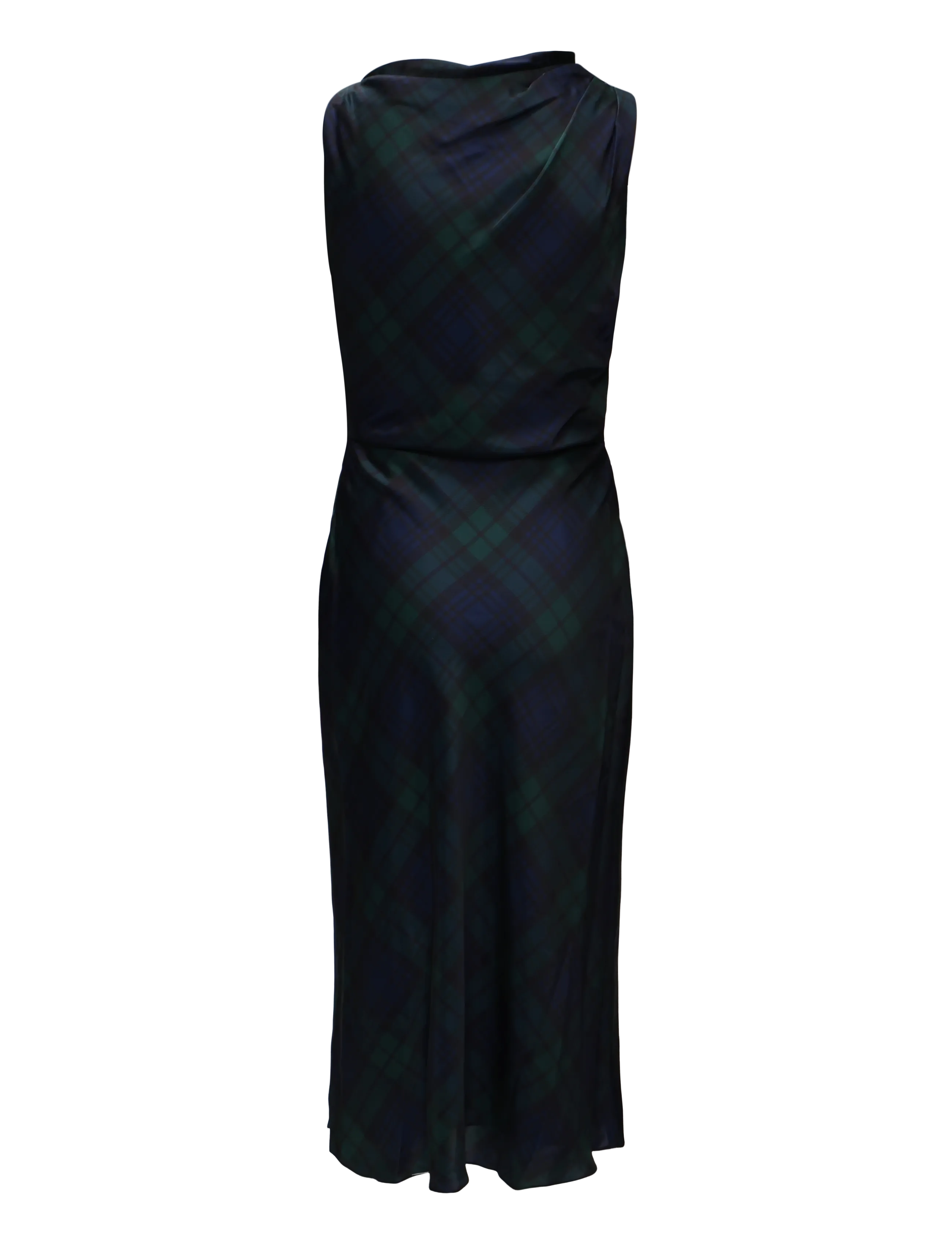 Lauren Ralph Lauren - Black Watch Satin Charmeuse Dress - cocktail dresses - navy/green/black - 3