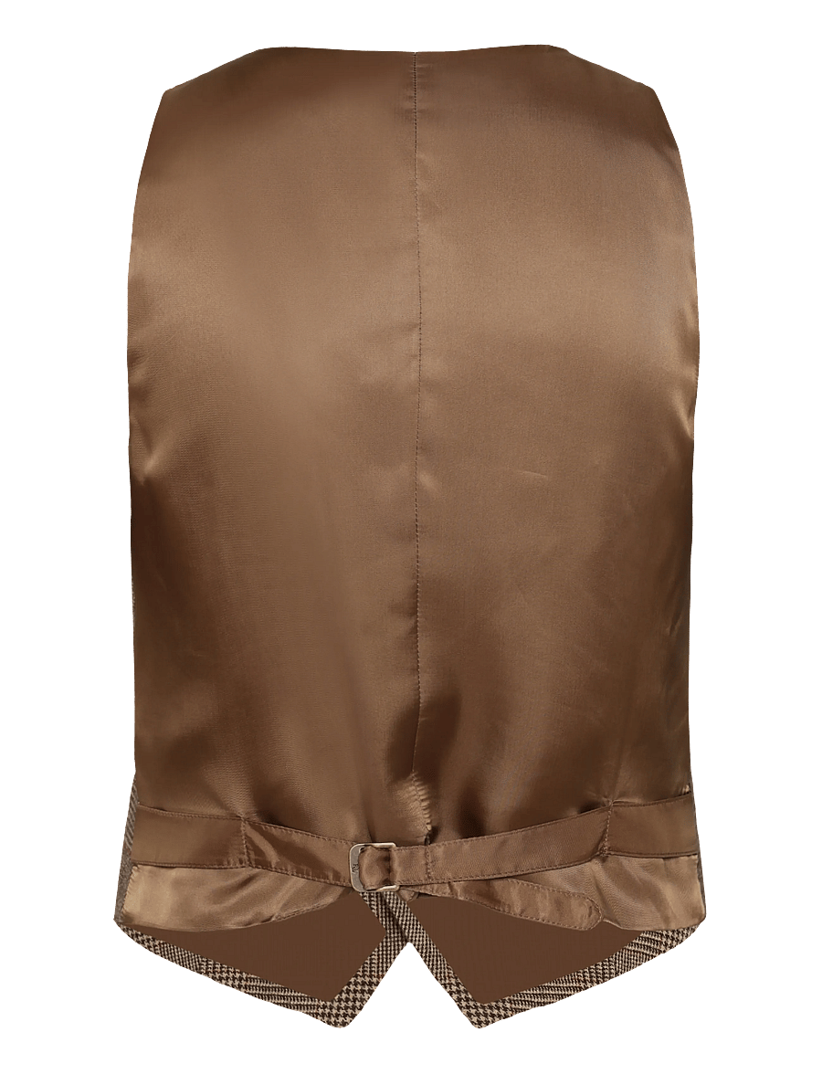 Lauren Ralph Lauren - Glen Plaid Wool Twill Vest - brown/tan multi - 2