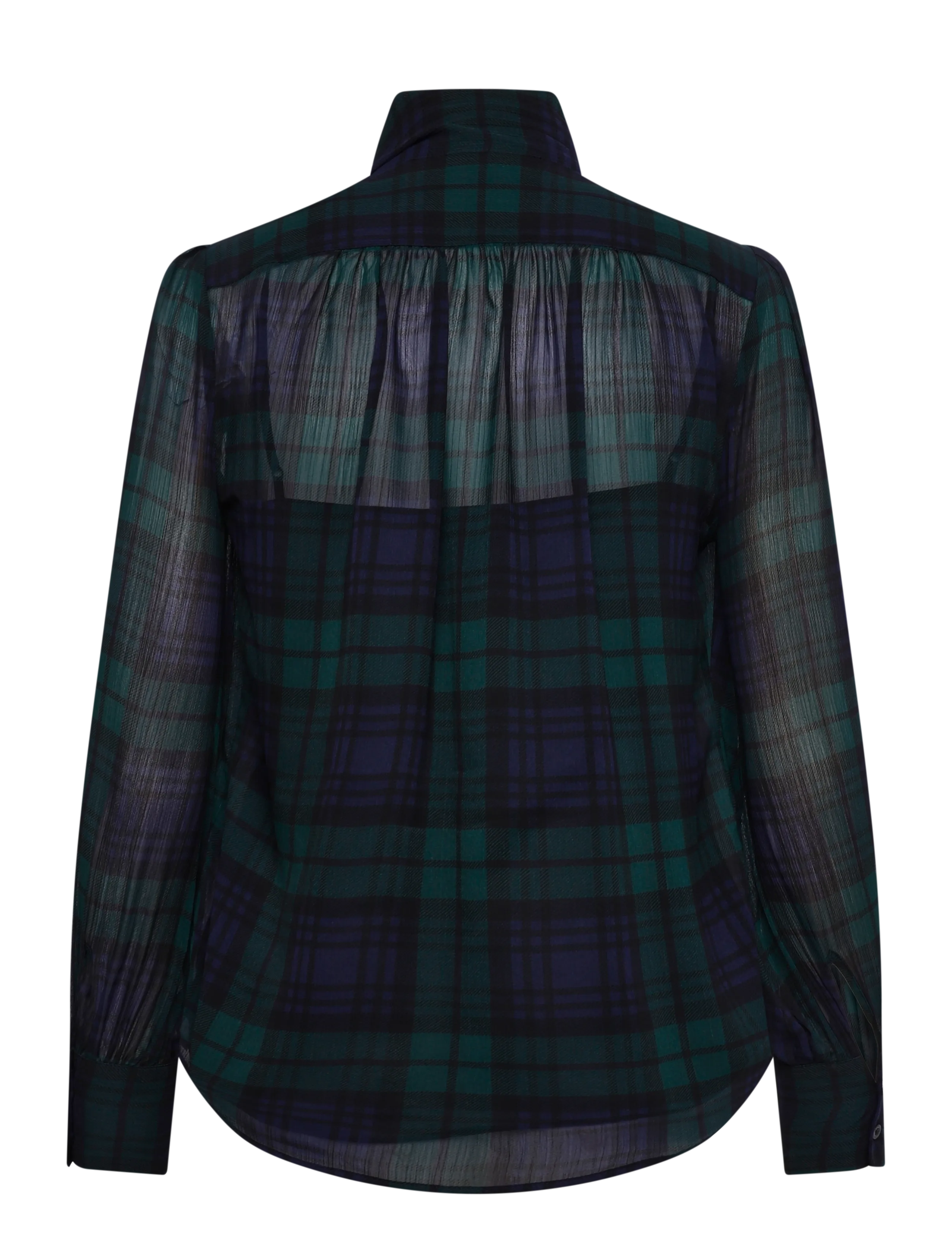 Lauren Ralph Lauren - Black Watch Georgette Tie-Neck Blouse - långärmade blusar - navy/green/black - 2