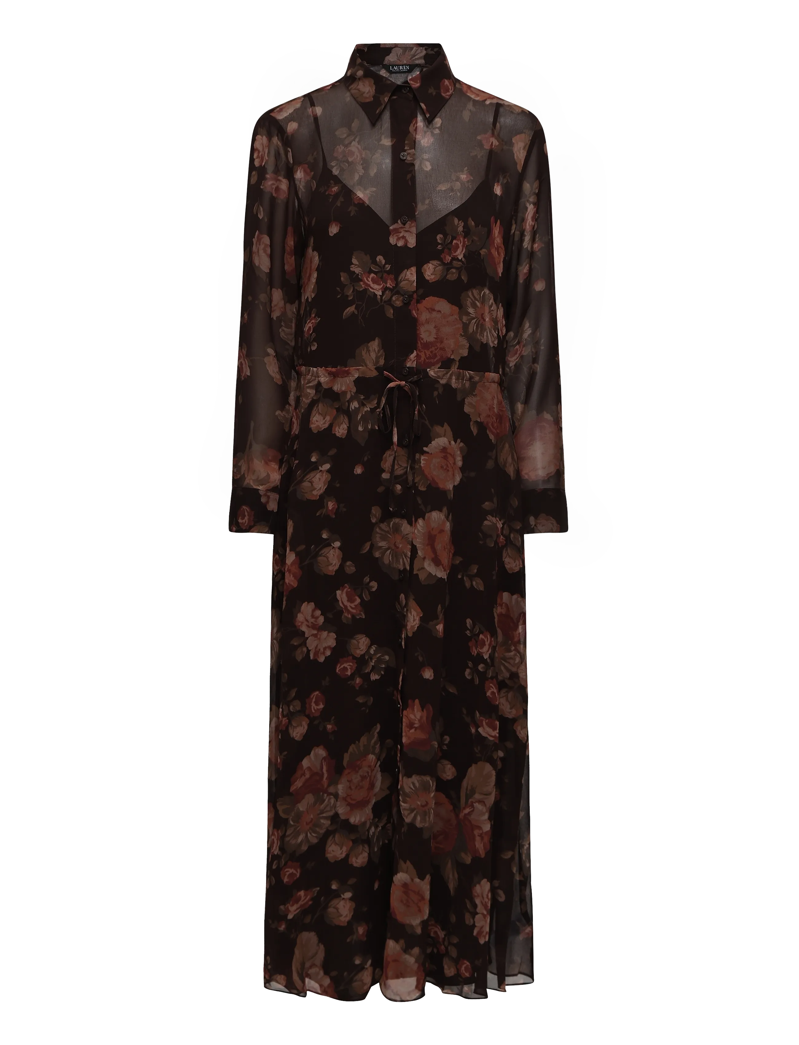 Lauren Ralph Lauren - Floral Chiffon Shirtdress - skjortekjoler - brown multi - 2