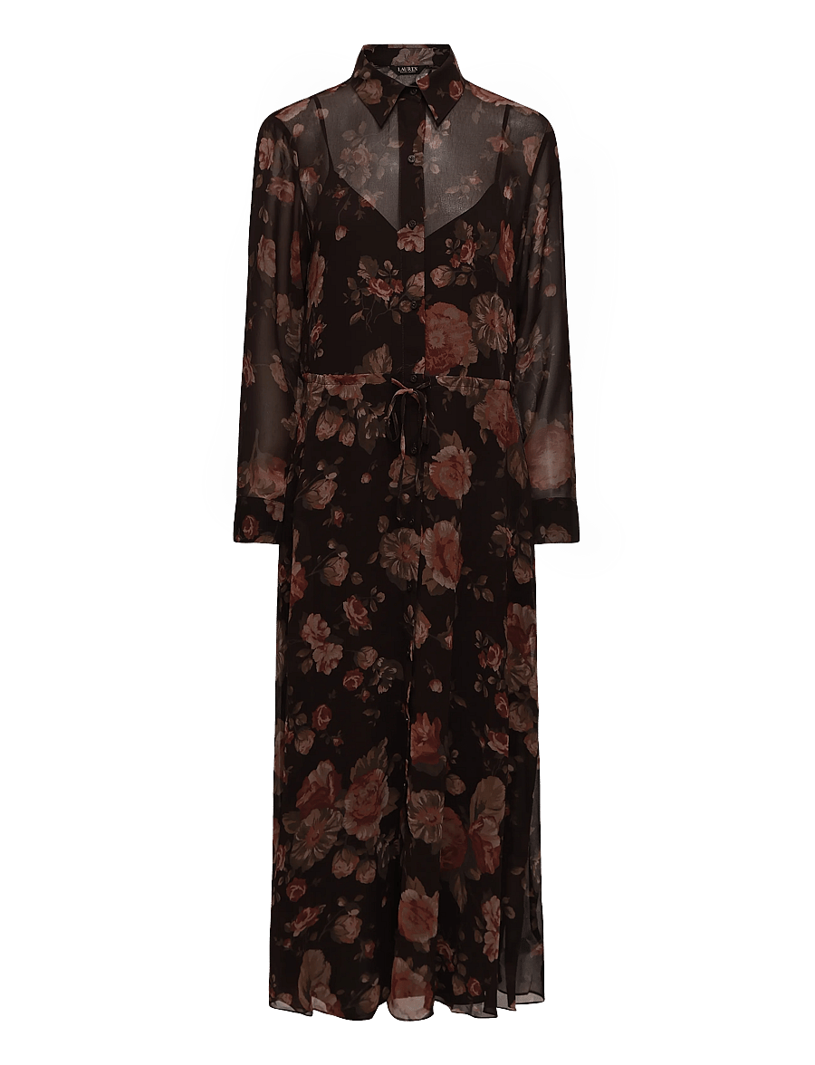 Lauren Ralph Lauren - Floral Chiffon Shirtdress - skjortekjoler - brown multi - 2