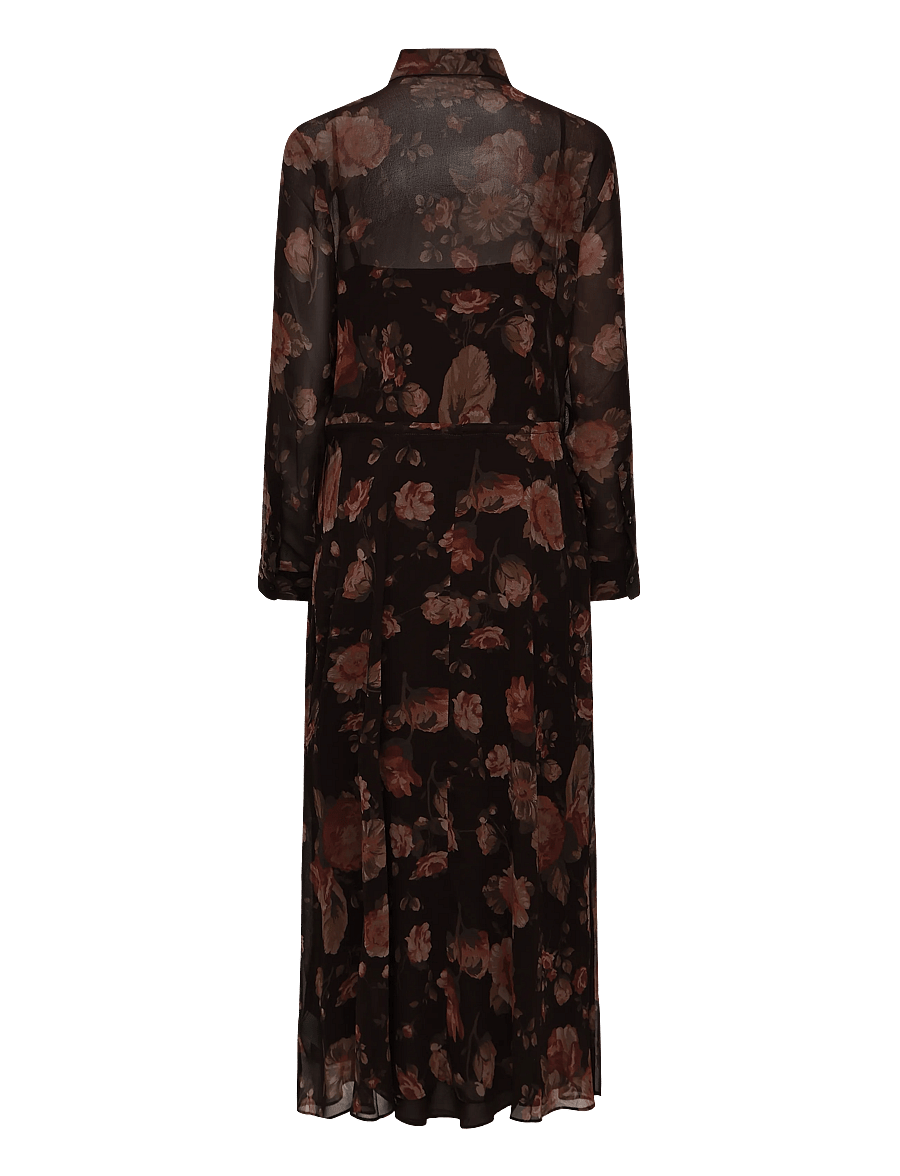 Lauren Ralph Lauren - Floral Chiffon Shirtdress - skjortekjoler - brown multi - 3