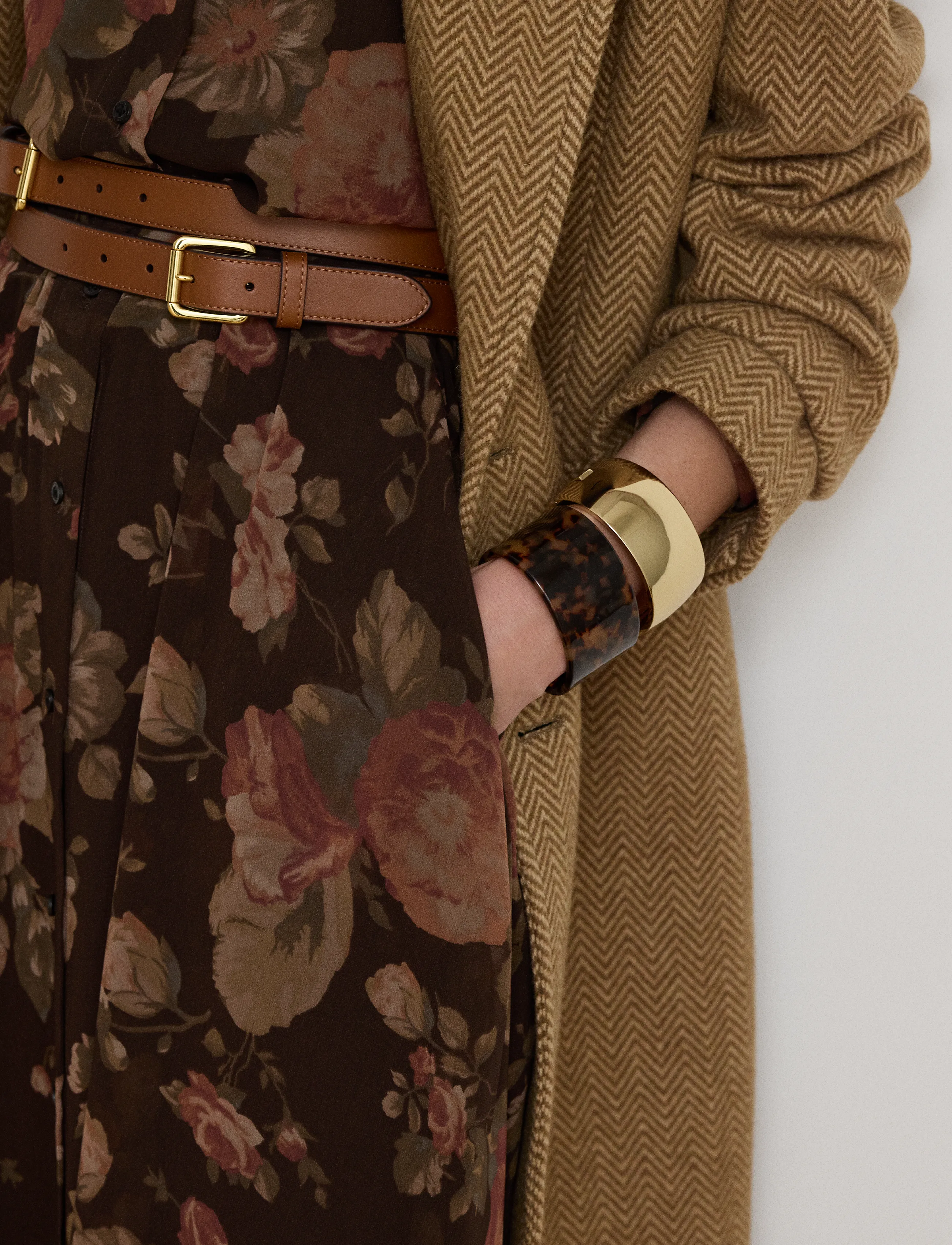 Lauren Ralph Lauren - Blommig skjortklänning i chiffong - skjortklänningar - brown multi - 5
