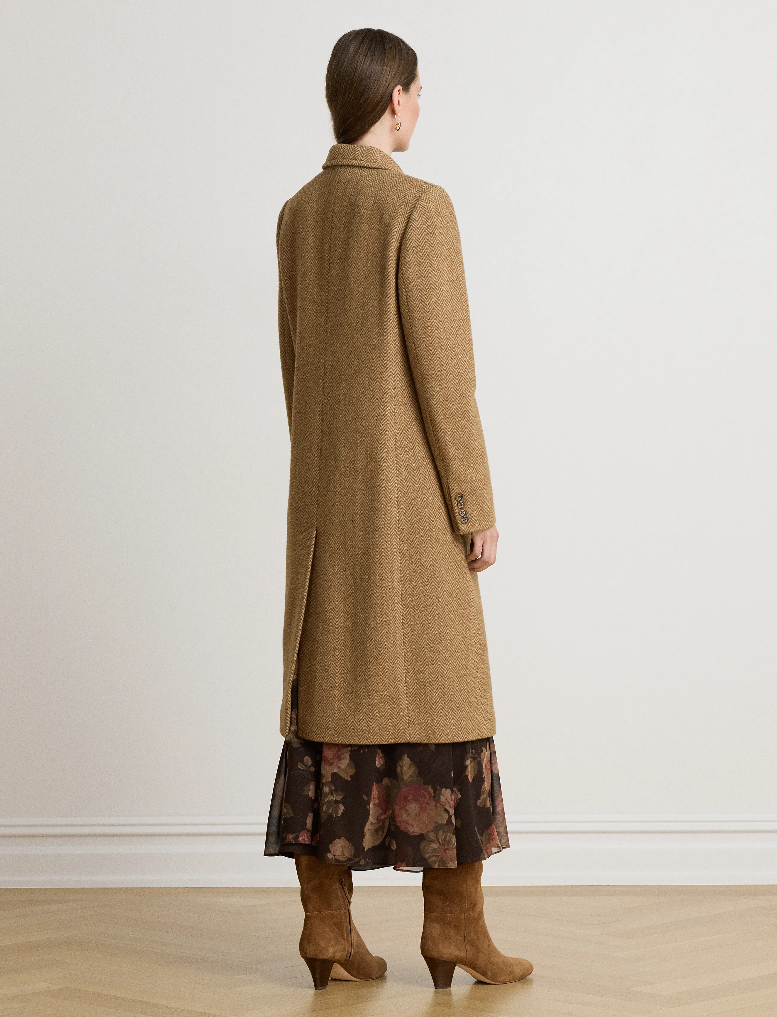 Lauren Ralph Lauren - Double-Breasted Herringbone Coat - brown/tan multi - 2