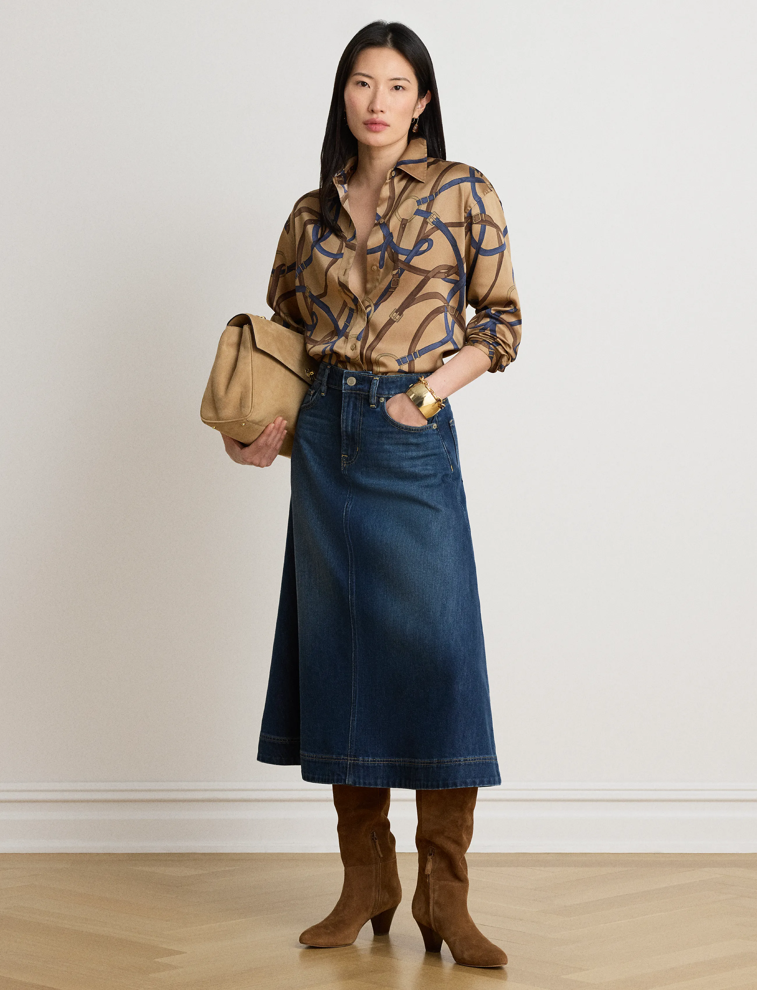 Lauren Ralph Lauren 3X1 DENIM-WVN-SKIRT - Röcke - MARINA WASH / blue