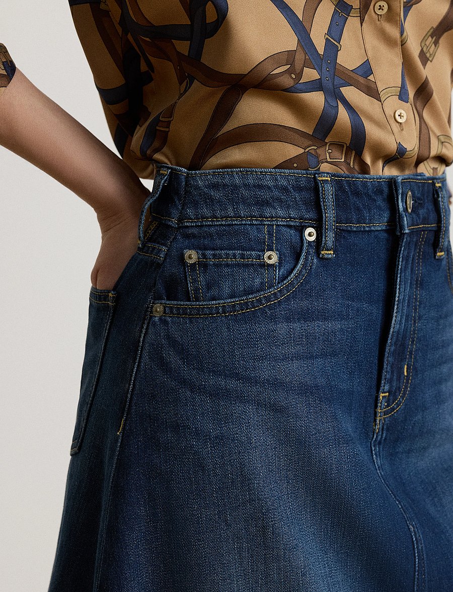 Lauren Ralph Lauren - 3X1 DENIM-WVN-SKIRT - jeanskjolar - marina wash - 3