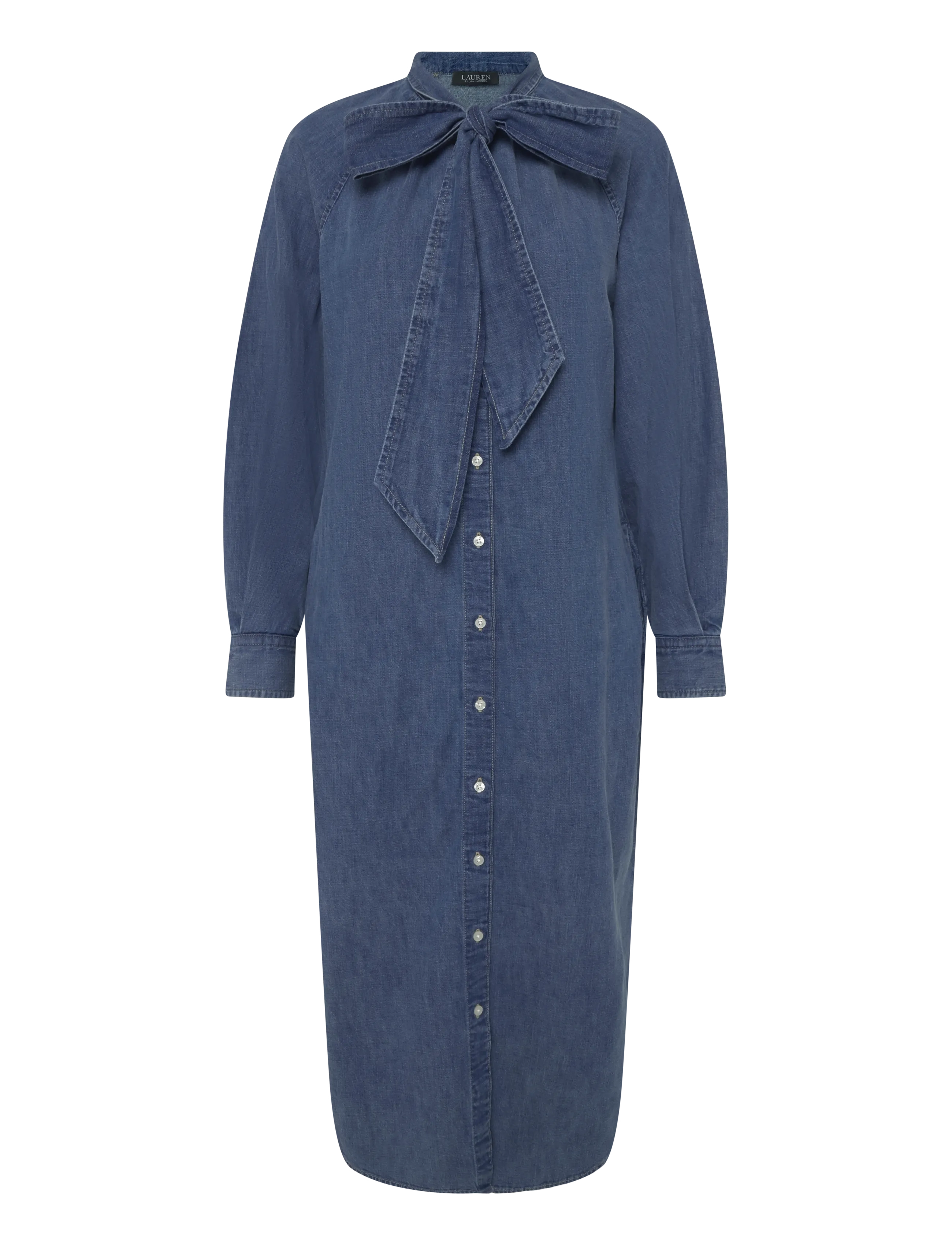 Lauren Ralph Lauren - Denim Tie-Neck Shirtdress - jeanskleider - atlantic blue was - 2
