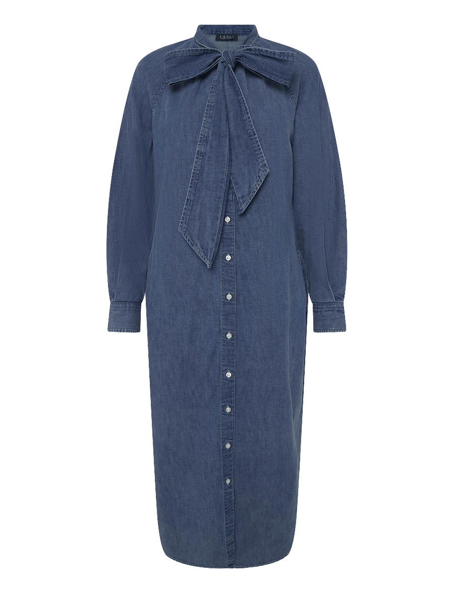 Lauren Ralph Lauren - Denim Tie-Neck Shirtdress - jeanskleider - atlantic blue was - 2
