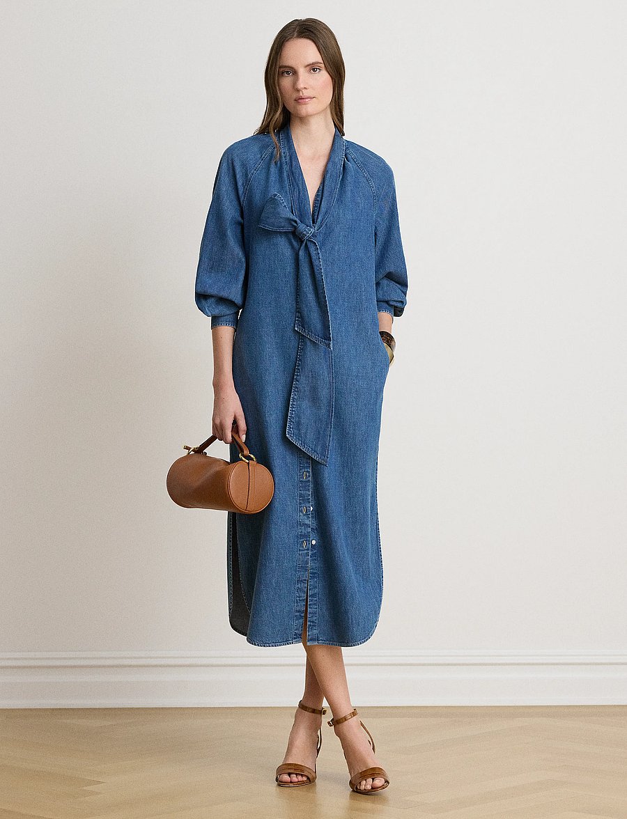 Lauren Ralph Lauren - Jeansklänning med knytband - jeansklänningar - atlantic blue was - 1