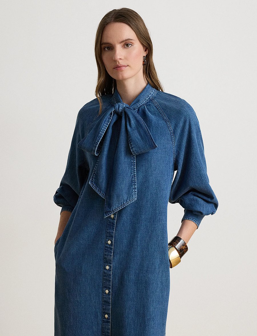 Lauren Ralph Lauren - Jeansklänning med knytband - jeansklänningar - atlantic blue was - 4