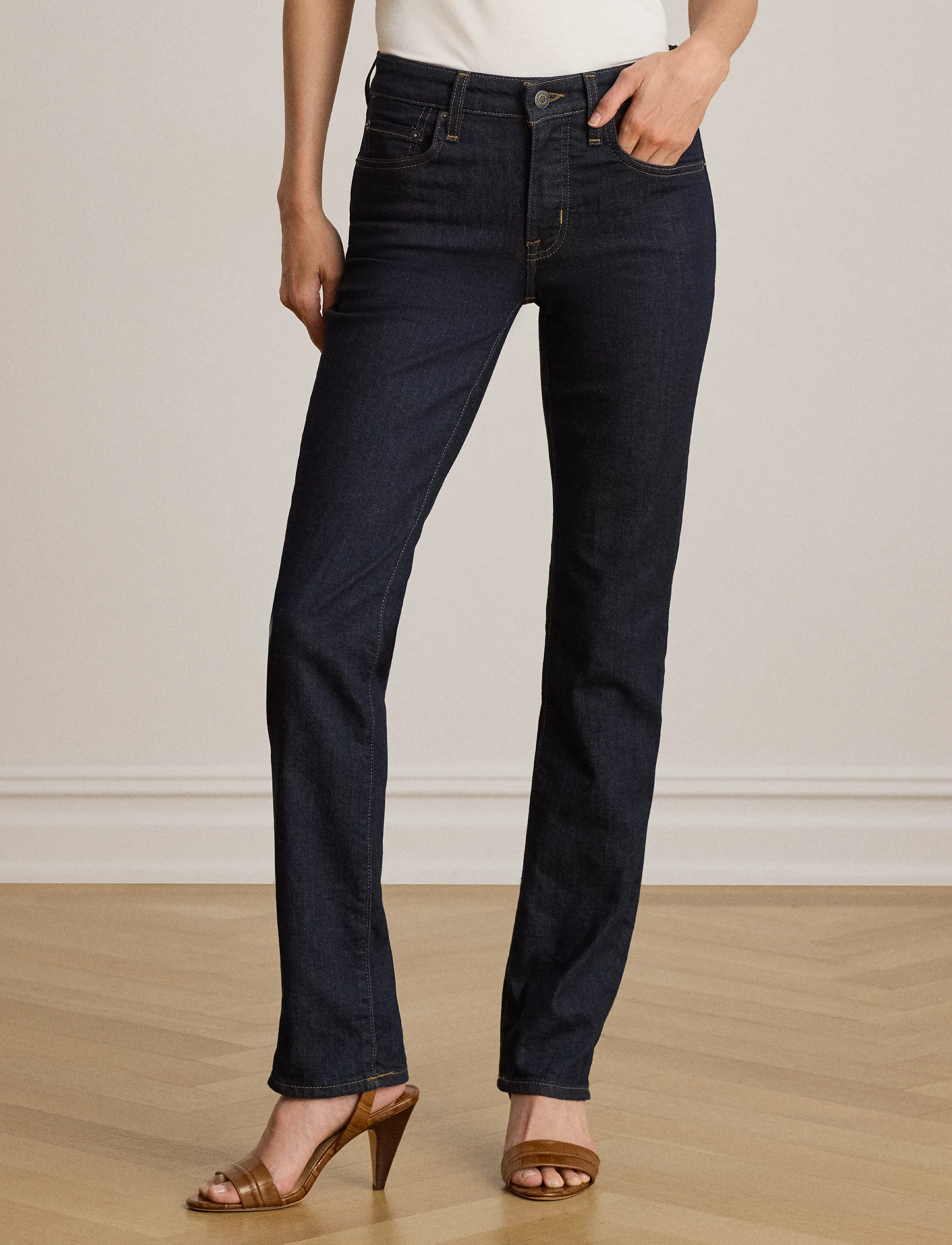 Lauren Ralph Lauren High-Rise Slim Straight Jean - Sirged teksad - RINSE WASH / navy