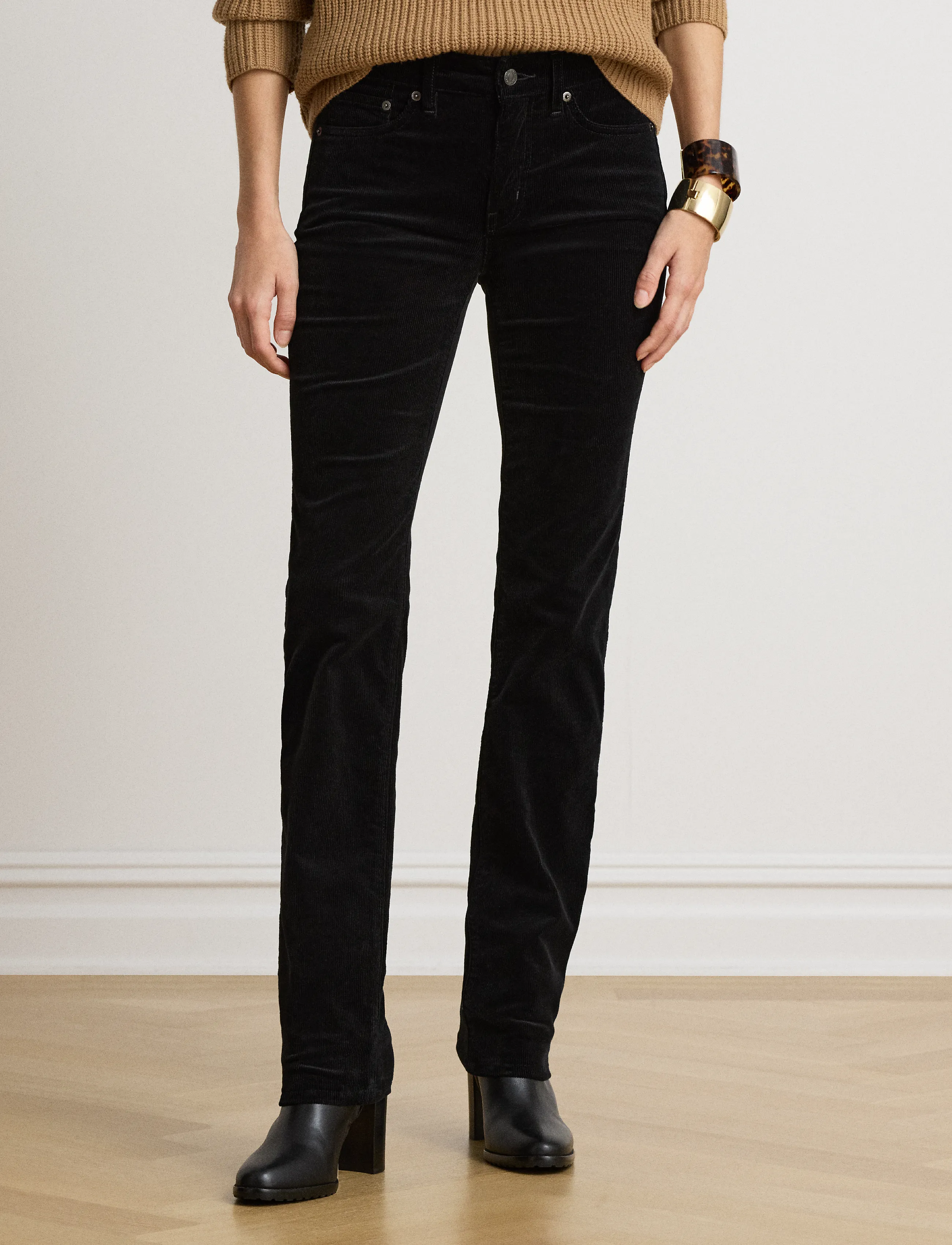 Lauren Ralph Lauren - 14 WALE CORD-WVN-PANTS - slim fit-byxor - black - 3