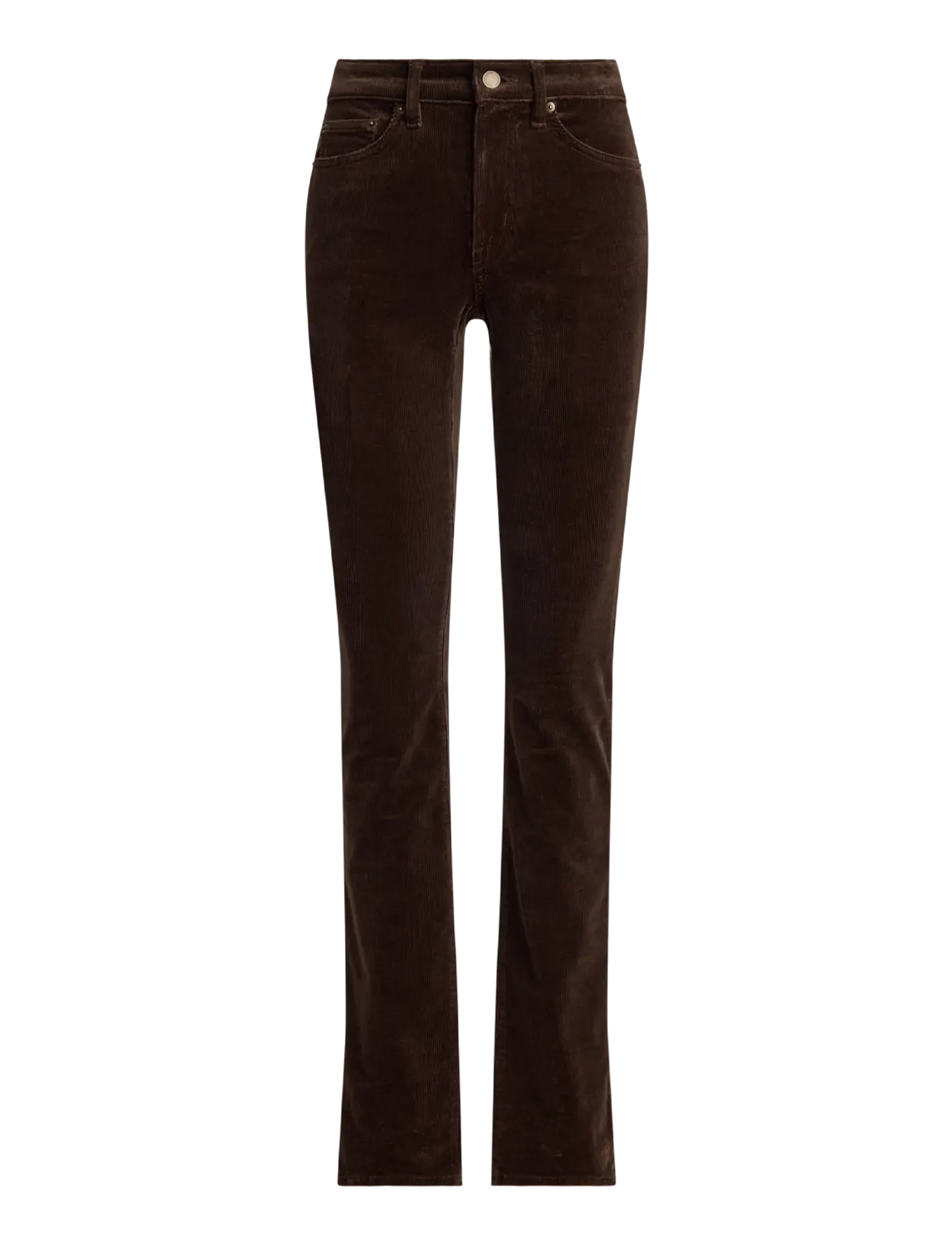 Lauren Ralph Lauren - Mid-Rise Corduroy Slim Straight Pant - kitsad püksid - circuit brown - 1