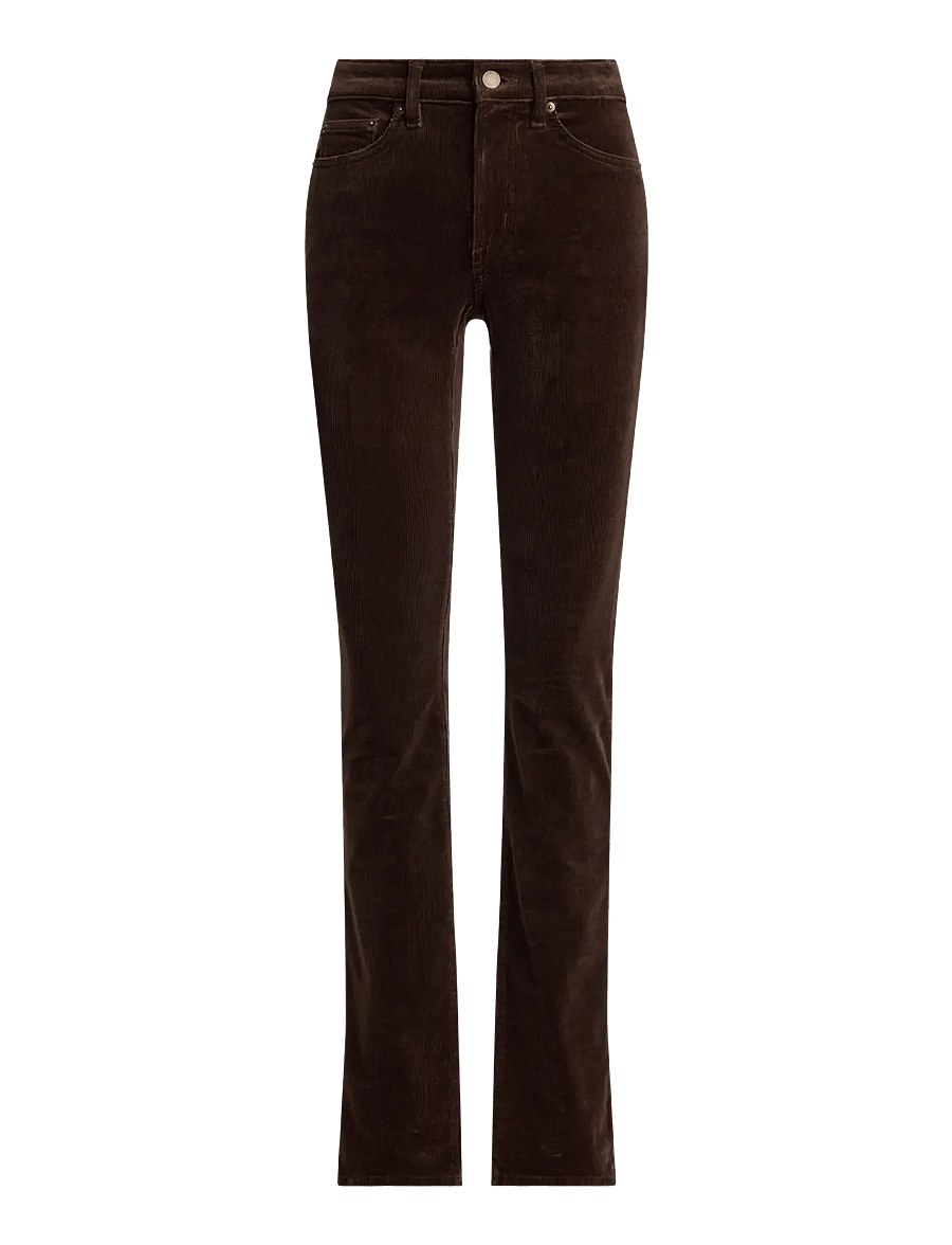 Lauren Ralph Lauren - Mid-Rise Corduroy Slim Straight Pant - kitsad püksid - circuit brown - 1