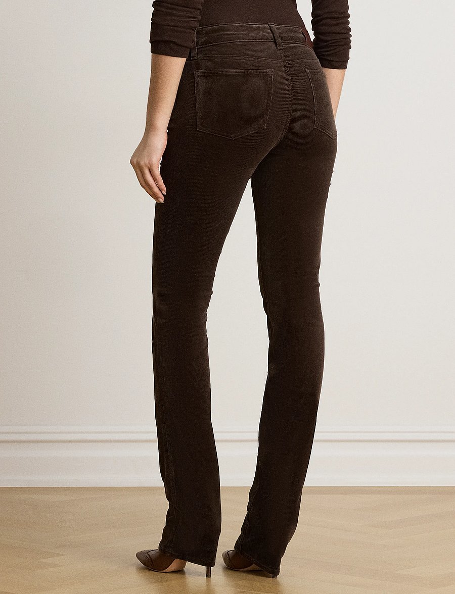 Lauren Ralph Lauren - Mid-Rise Corduroy Slim Straight Pant - kitsad püksid - circuit brown - 2