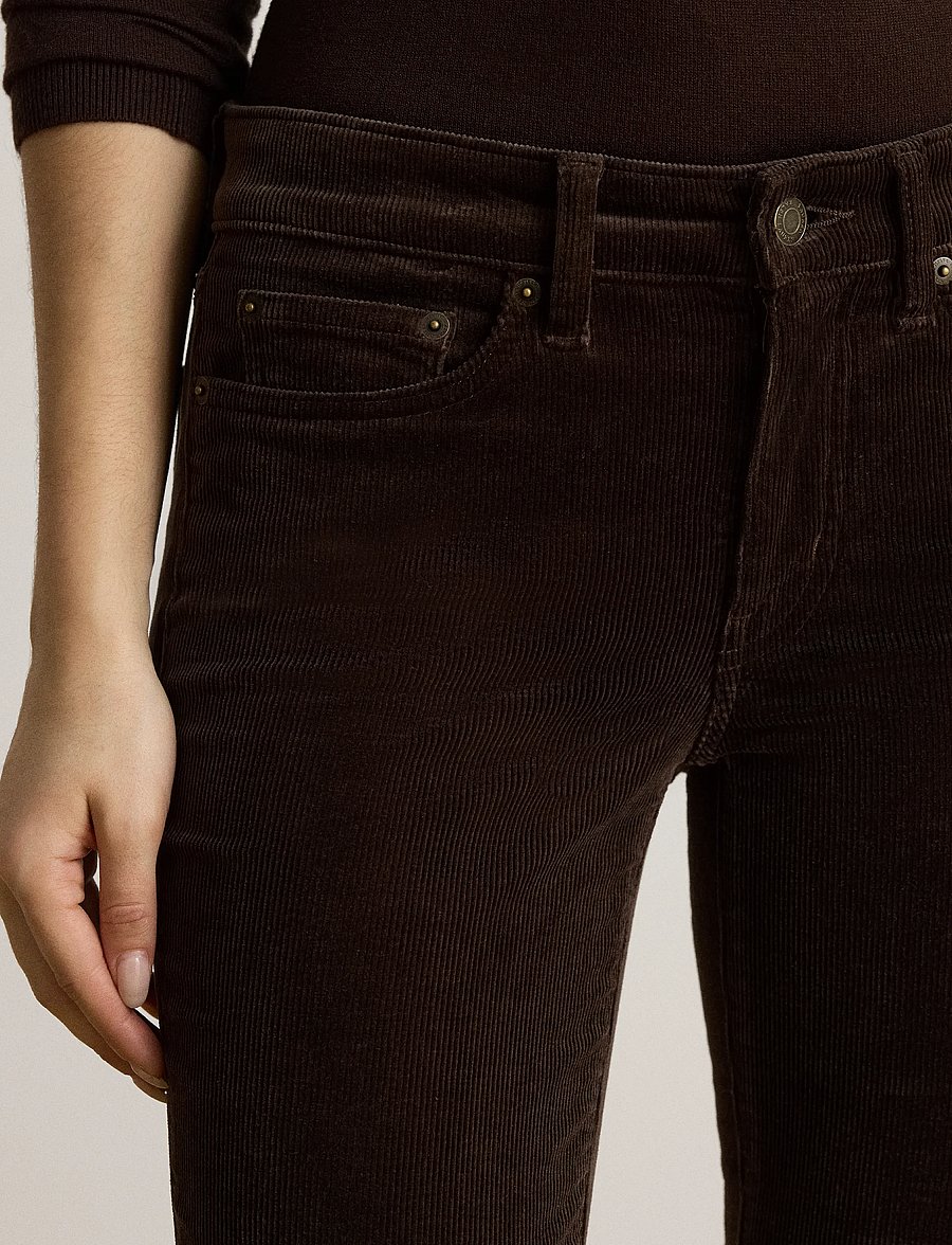 Lauren Ralph Lauren - Mid-Rise Corduroy Slim Straight Pant - kitsad püksid - circuit brown - 3