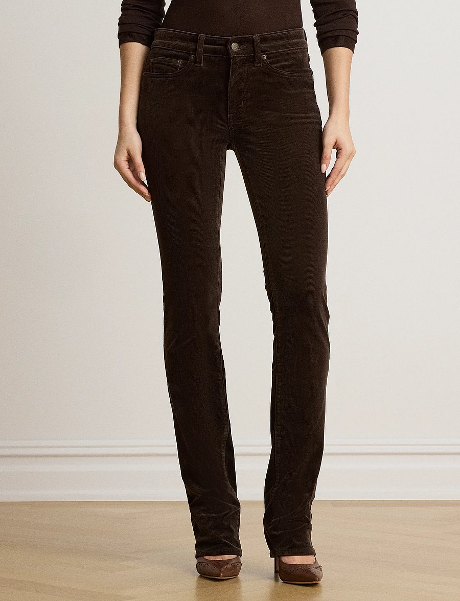 Lauren Ralph Lauren - Mid-Rise Corduroy Slim Straight Pant - kitsad püksid - circuit brown - 4